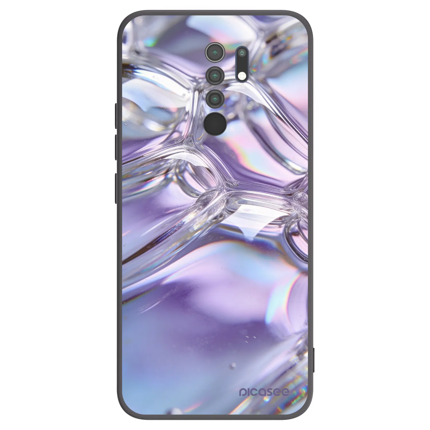 Picasee Μαύρη θήκη σιλικόνης για Xiaomi Redmi 9 - Iridescent bubbles