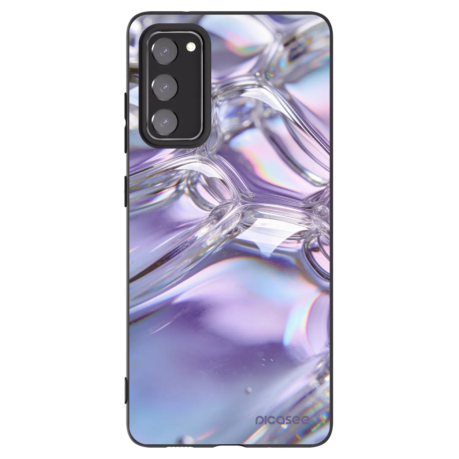 Picasee Μαύρη θήκη σιλικόνης για Samsung Galaxy S20 FE - Iridescent bubbles