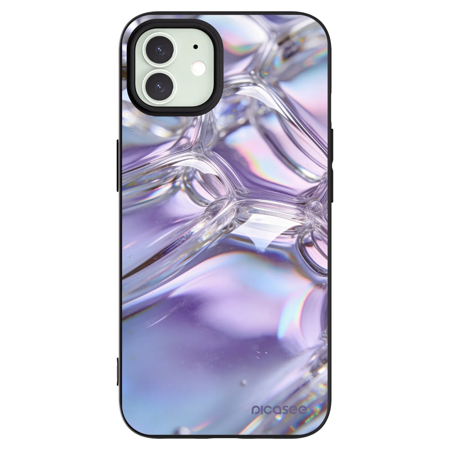 Picasee Μαύρη θήκη σιλικόνης για Apple iPhone 12 Pro - Iridescent bubbles