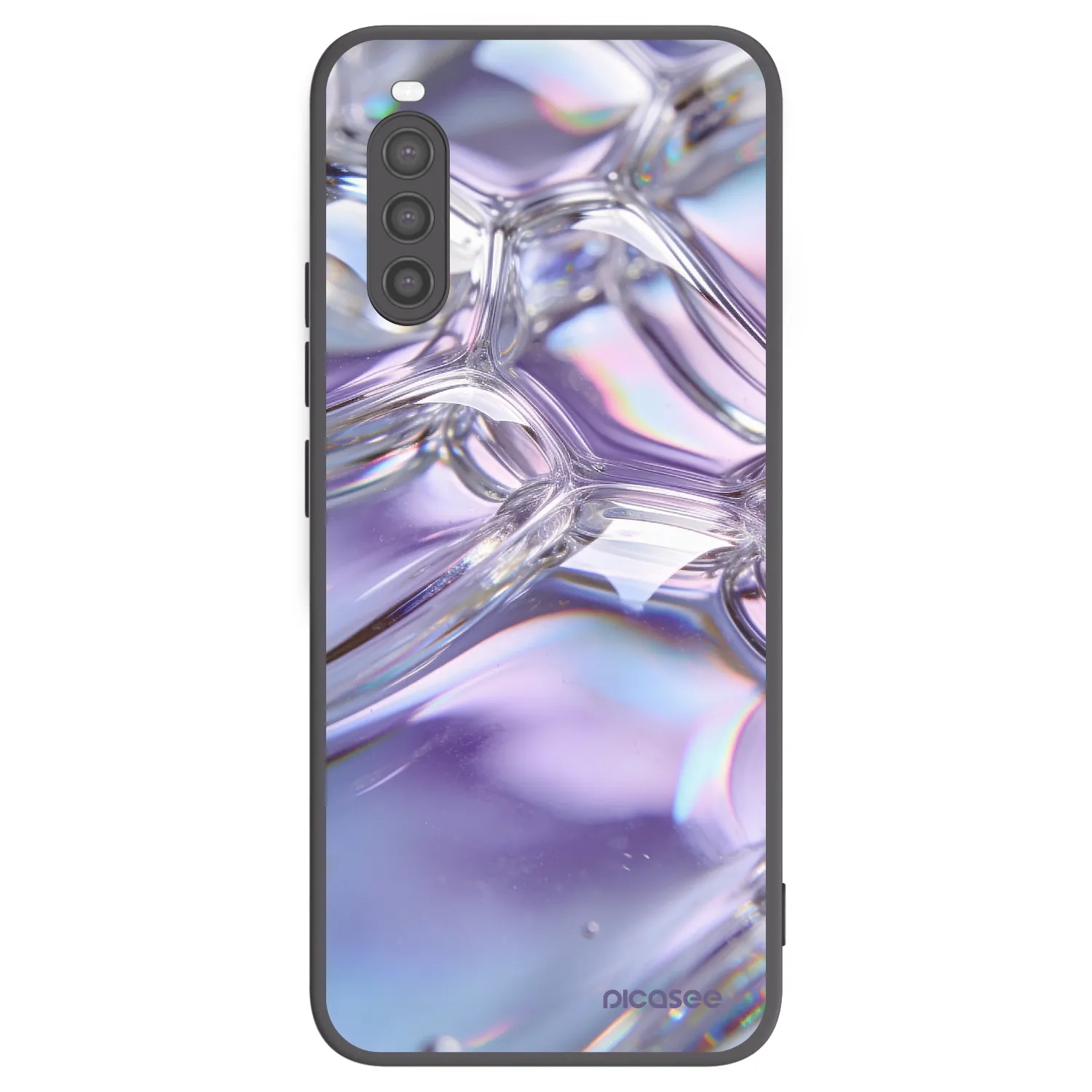 Picasee Μαύρη θήκη σιλικόνης για Sony Xperia 10 II - Iridescent bubbles