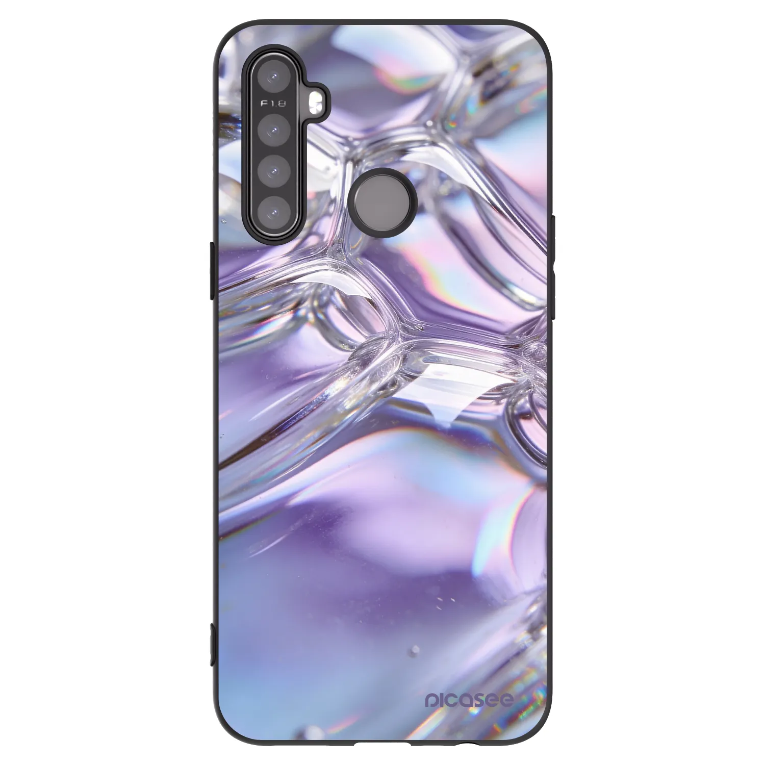 Picasee Μαύρη θήκη σιλικόνης για Realme 6i - Iridescent bubbles