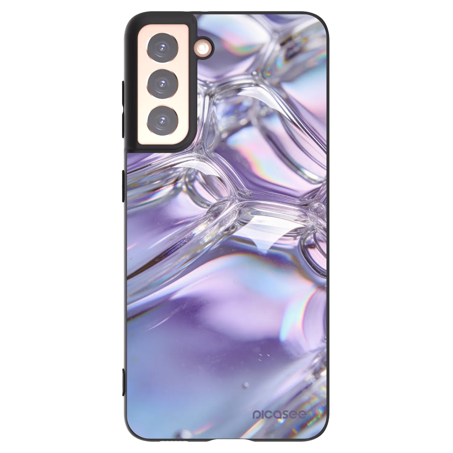 Picasee Μαύρη θήκη σιλικόνης για Samsung Galaxy S21 5G G991B - Iridescent bubbles