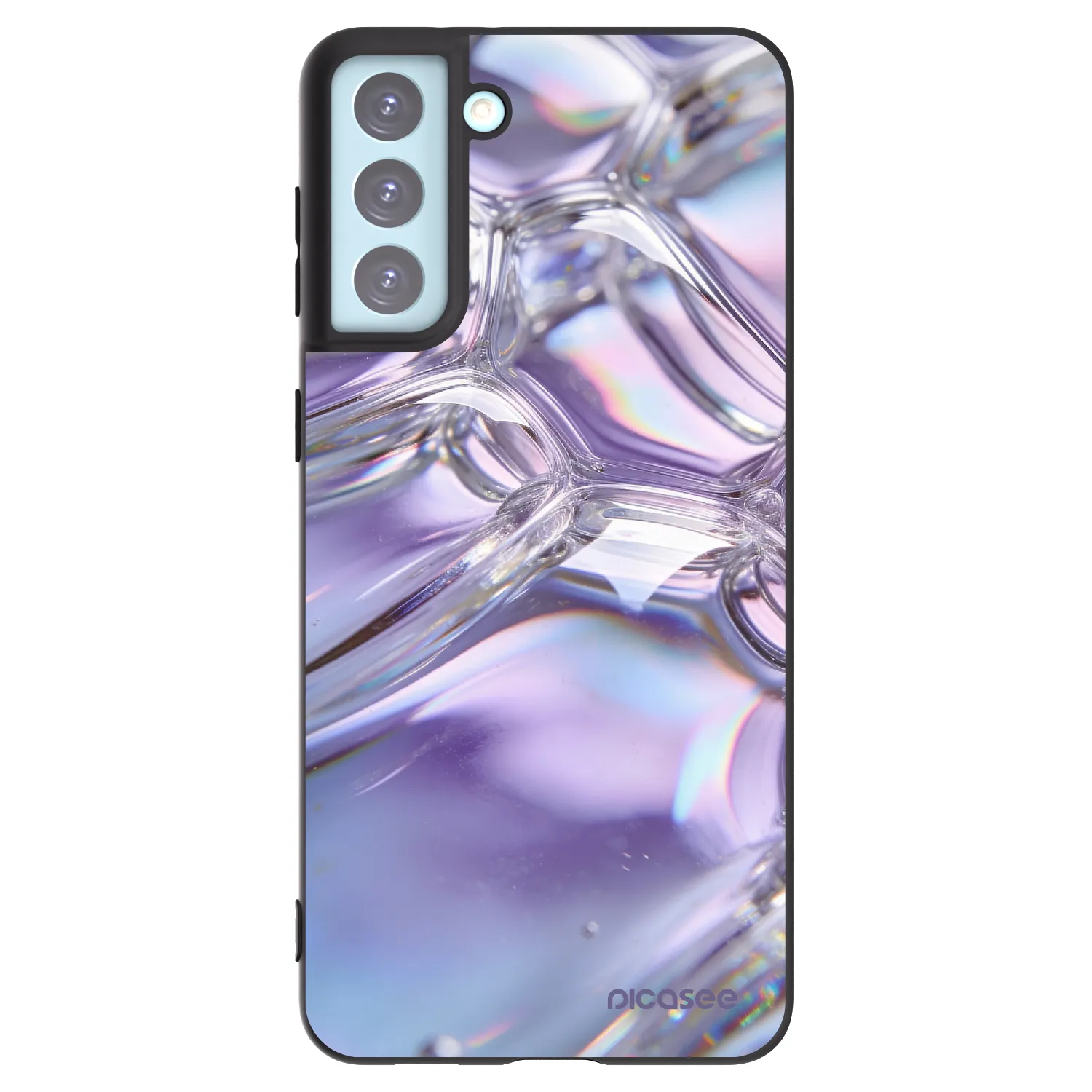 Picasee Μαύρη θήκη σιλικόνης για Samsung Galaxy S21+ 5G G996F - Iridescent bubbles