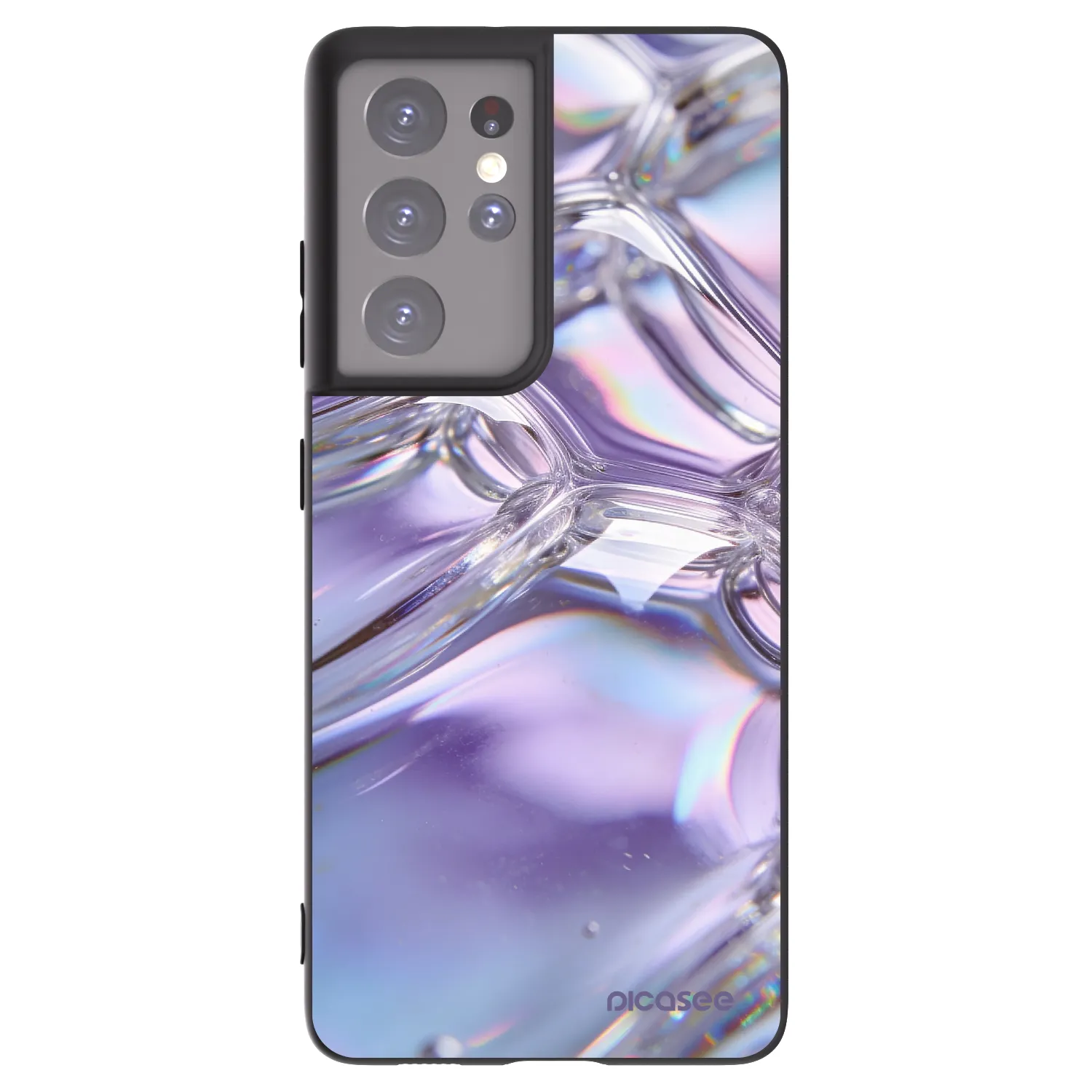 Picasee Μαύρη θήκη σιλικόνης για Samsung Galaxy S21 Ultra 5G G998B - Iridescent bubbles