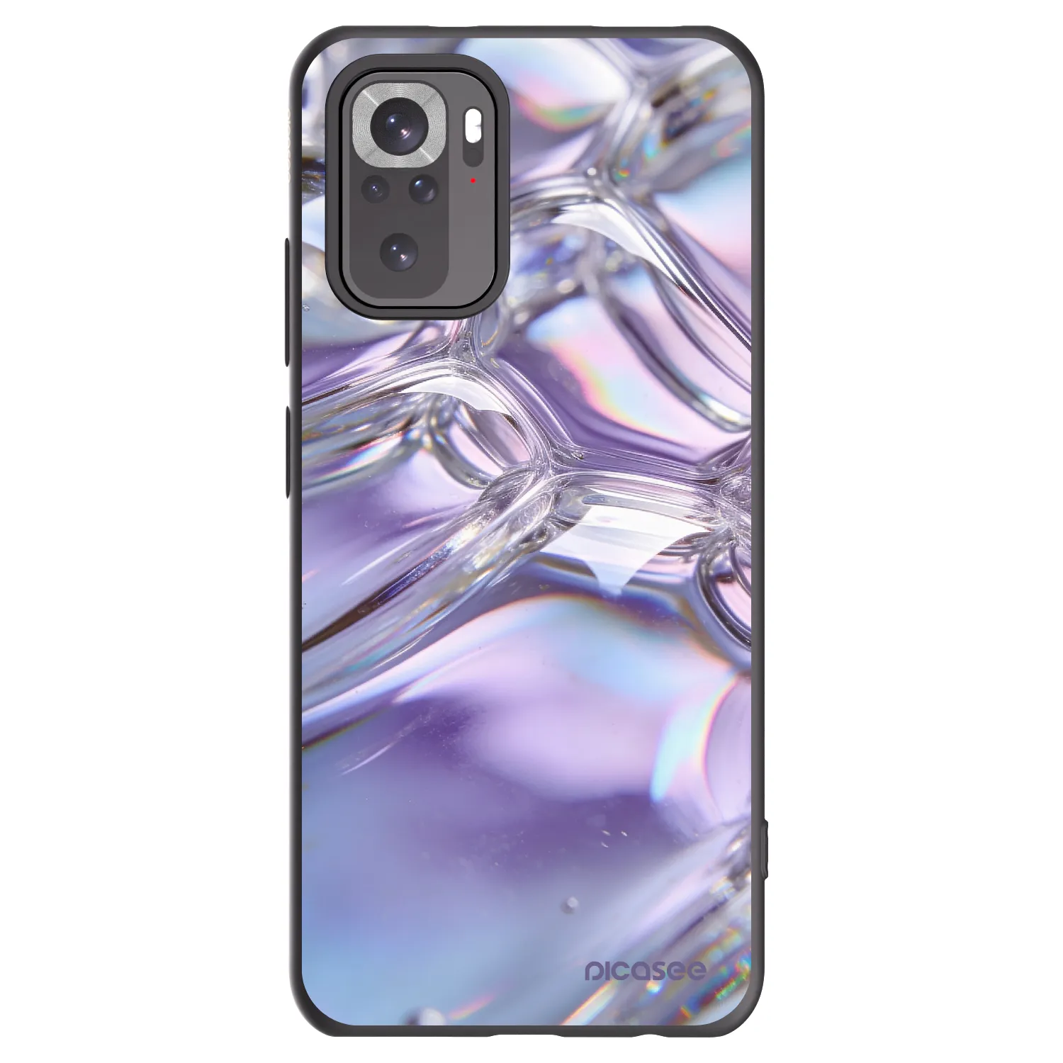 Picasee Μαύρη θήκη σιλικόνης για Xiaomi Redmi Note 10 - Iridescent bubbles