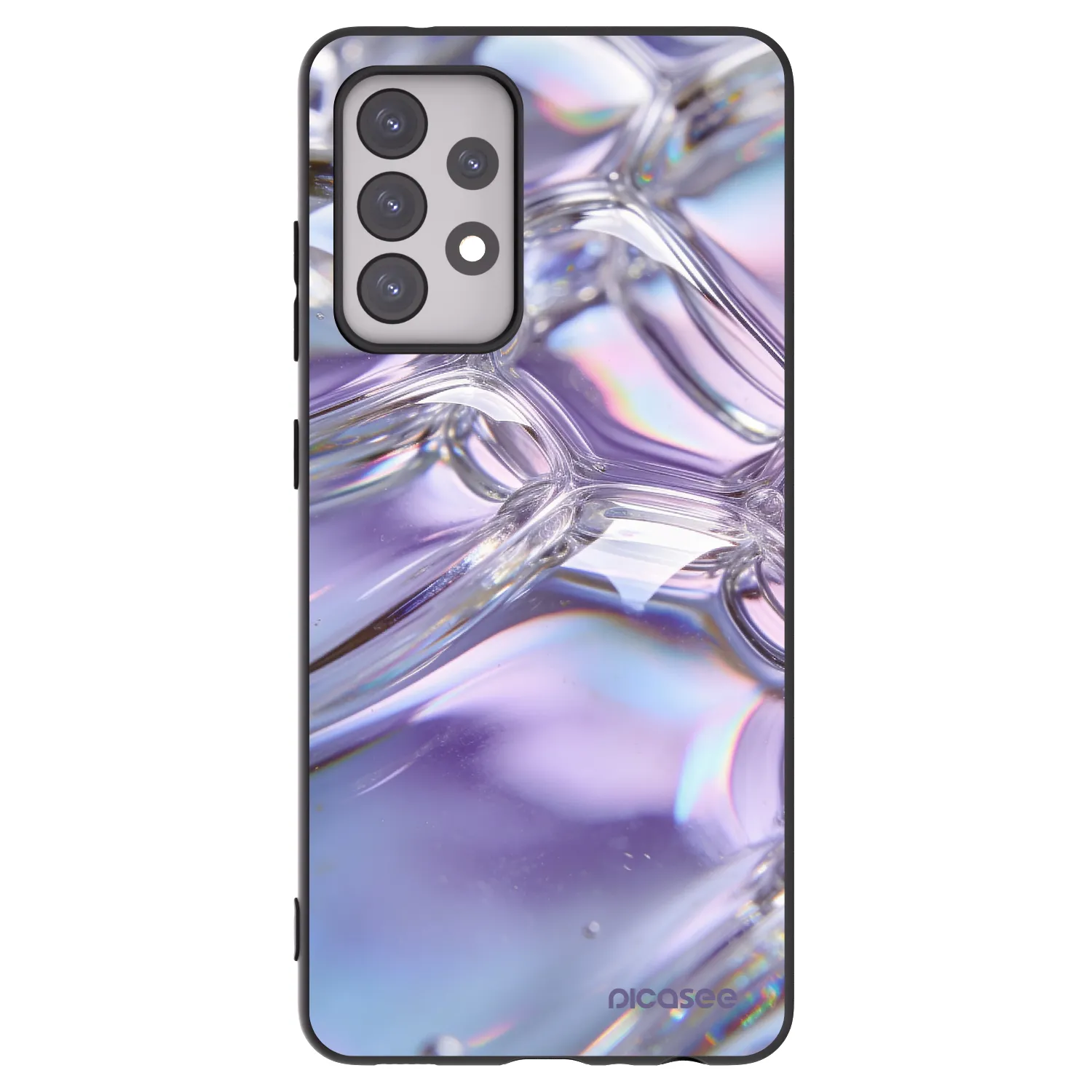 Picasee Μαύρη θήκη σιλικόνης για Samsung Galaxy A52 5G A525F - Iridescent bubbles