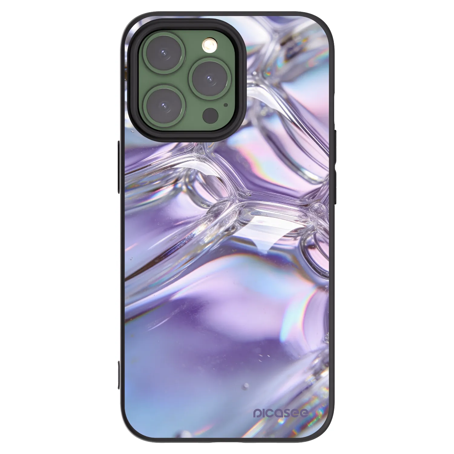 Picasee Μαύρη θήκη σιλικόνης για Apple iPhone 13 Pro - Iridescent bubbles
