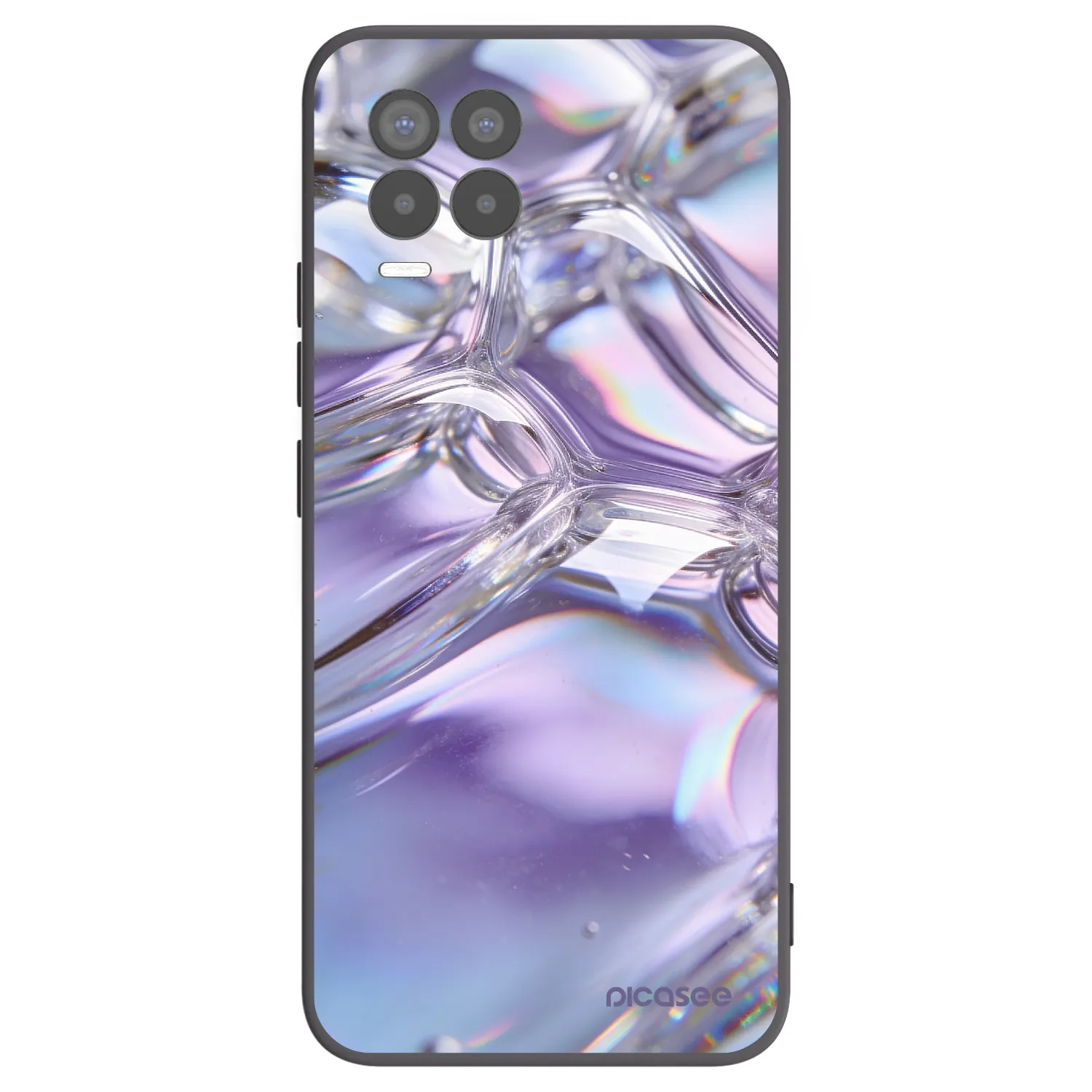 Picasee Μαύρη θήκη σιλικόνης για Realme 8 4G - Iridescent bubbles