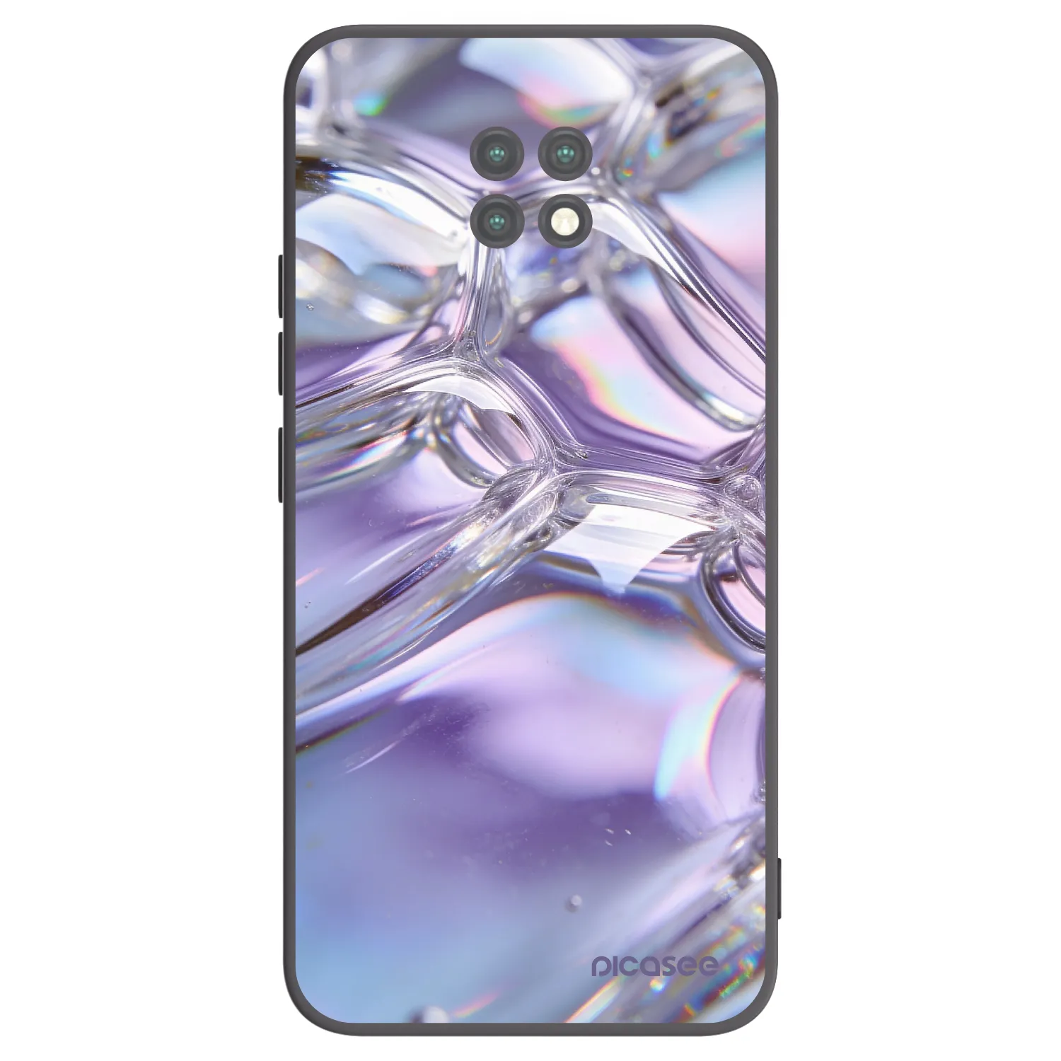 Picasee Μαύρη θήκη σιλικόνης για Xiaomi Redmi Note 9T - Iridescent bubbles