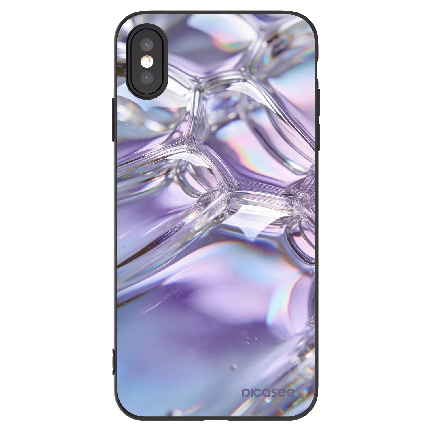 Picasee Μαύρη θήκη σιλικόνης για Apple iPhone XS Max - Iridescent bubbles