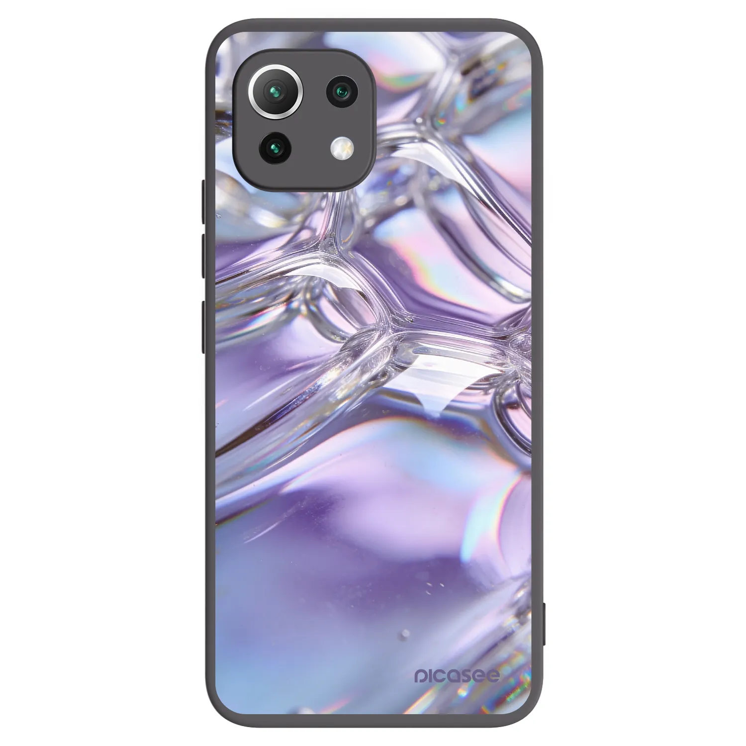 Picasee Μαύρη θήκη σιλικόνης για Xiaomi 11 Lite 5G NE - Iridescent bubbles