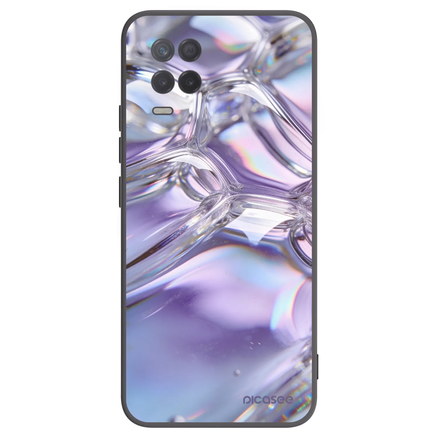 Picasee Μαύρη θήκη σιλικόνης για Realme 8 5G - Iridescent bubbles