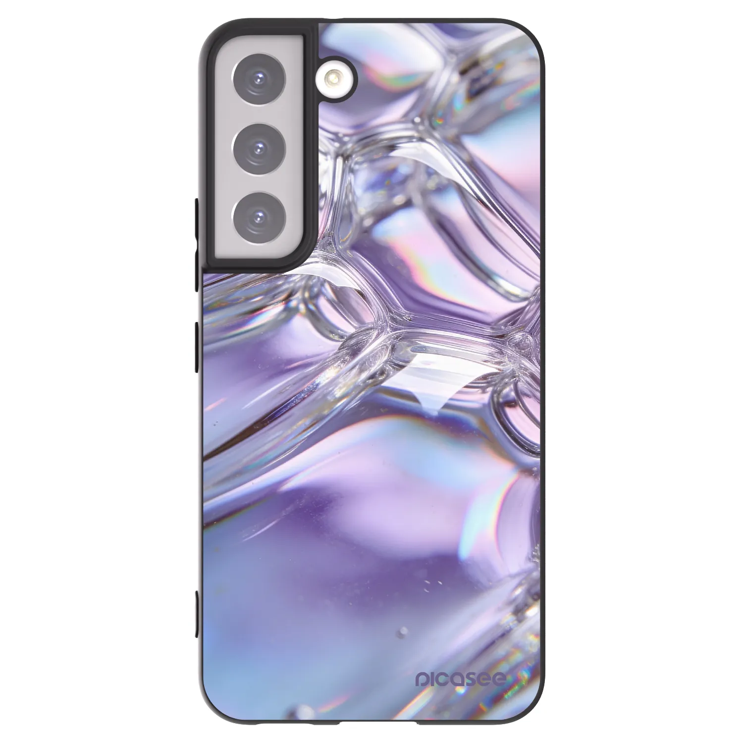 Picasee Μαύρη θήκη σιλικόνης για Samsung Galaxy S22 5G - Iridescent bubbles