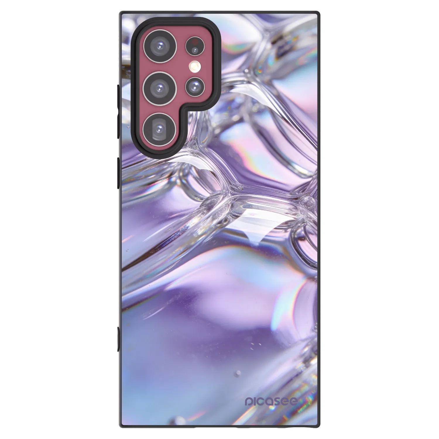 Picasee Μαύρη θήκη σιλικόνης για Samsung Galaxy S22 Ultra 5G - Iridescent bubbles