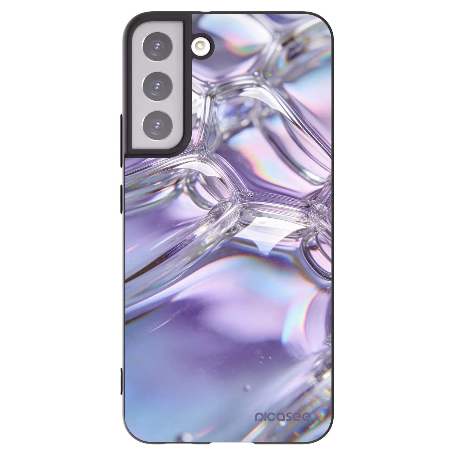 Picasee Μαύρη θήκη σιλικόνης για Samsung Galaxy S22+ 5G - Iridescent bubbles