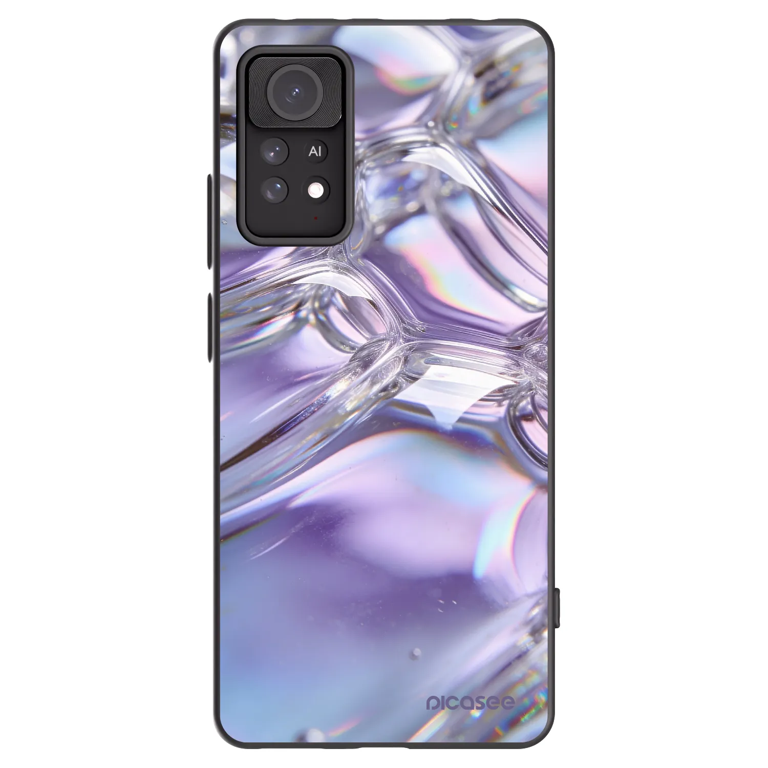 Picasee Μαύρη θήκη σιλικόνης για Xiaomi Redmi Note 11 Pro - Iridescent bubbles