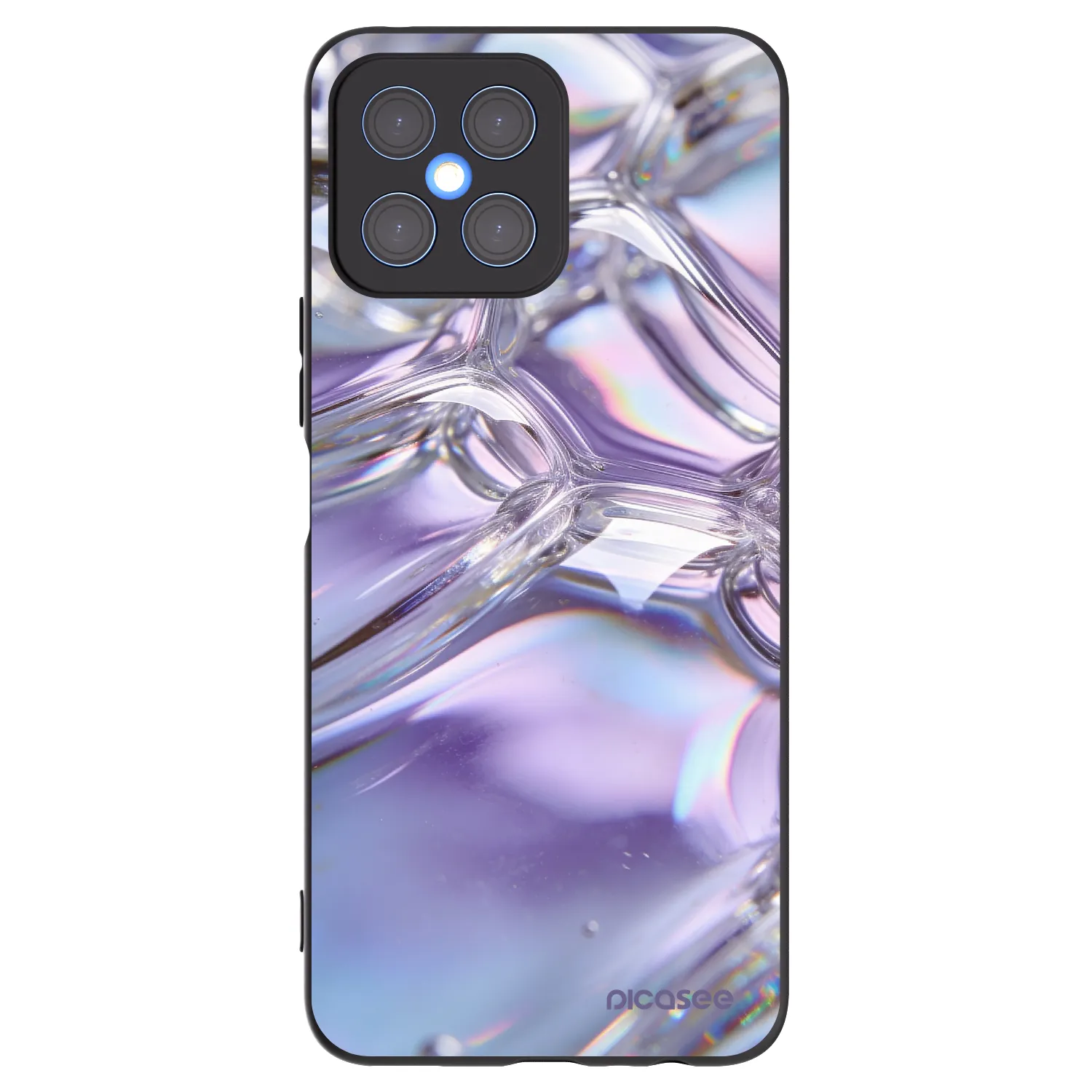 Picasee Μαύρη θήκη σιλικόνης για Honor X8 4G - Iridescent bubbles