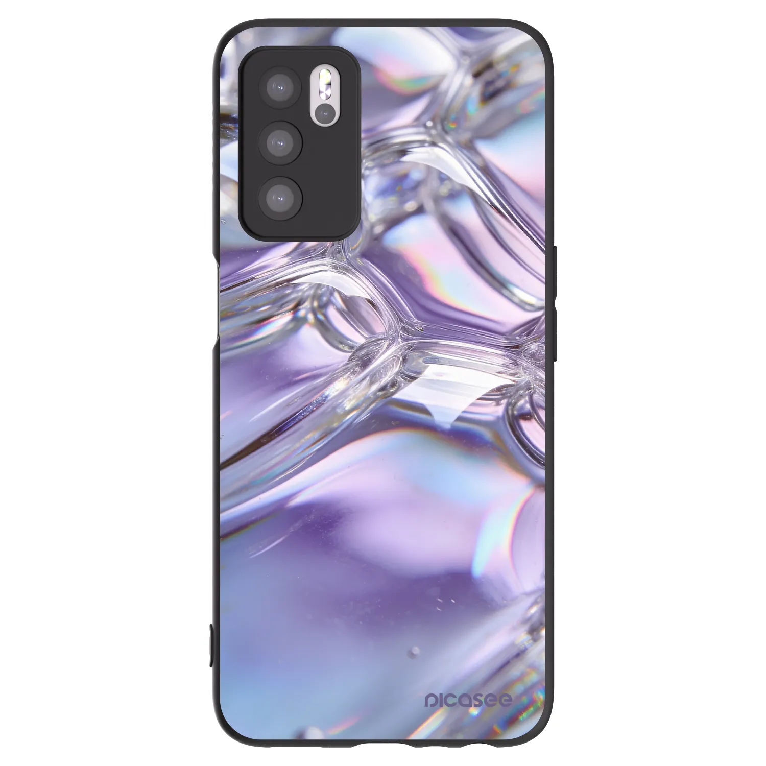 Picasee Μαύρη θήκη σιλικόνης για OPPO A16 - Iridescent bubbles