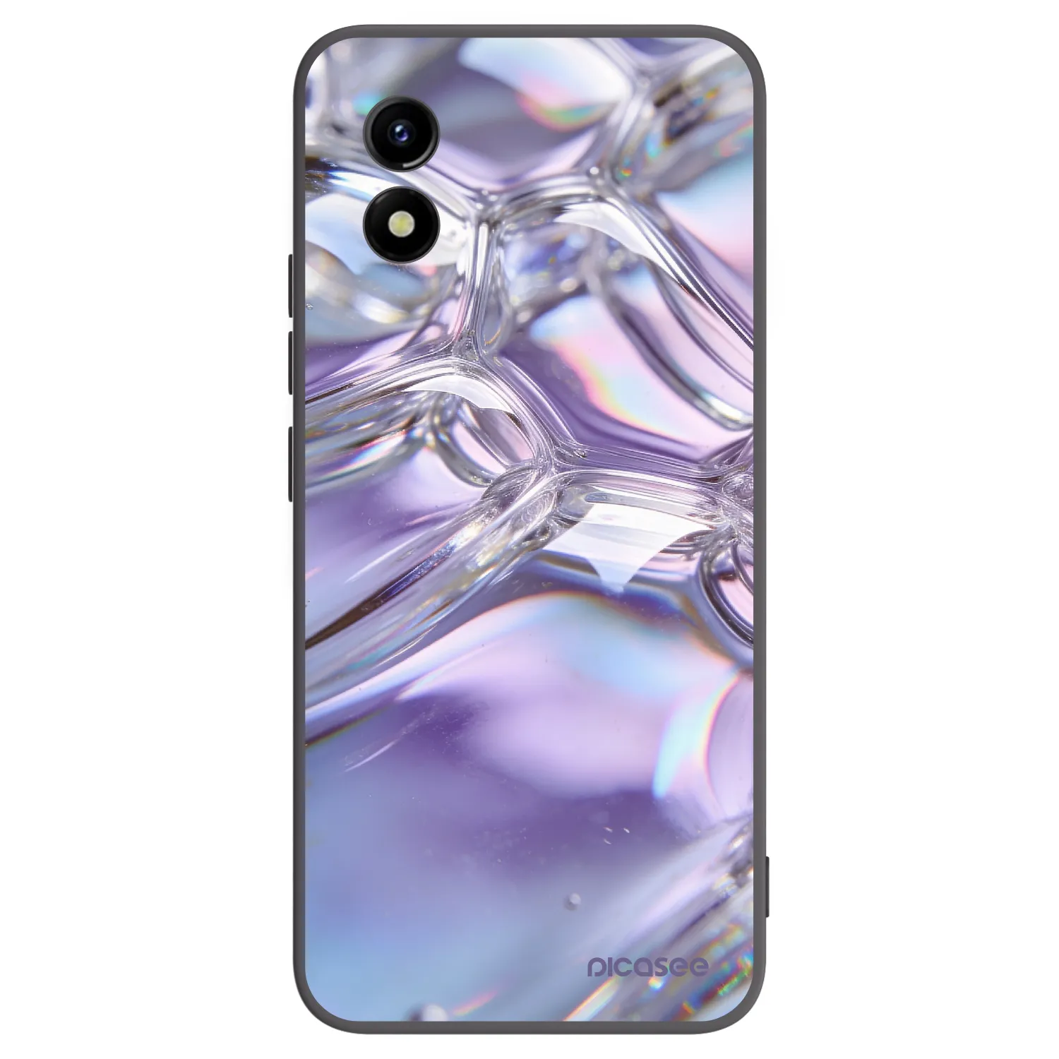Picasee Μαύρη θήκη σιλικόνης για Vivo Y01 - Iridescent bubbles
