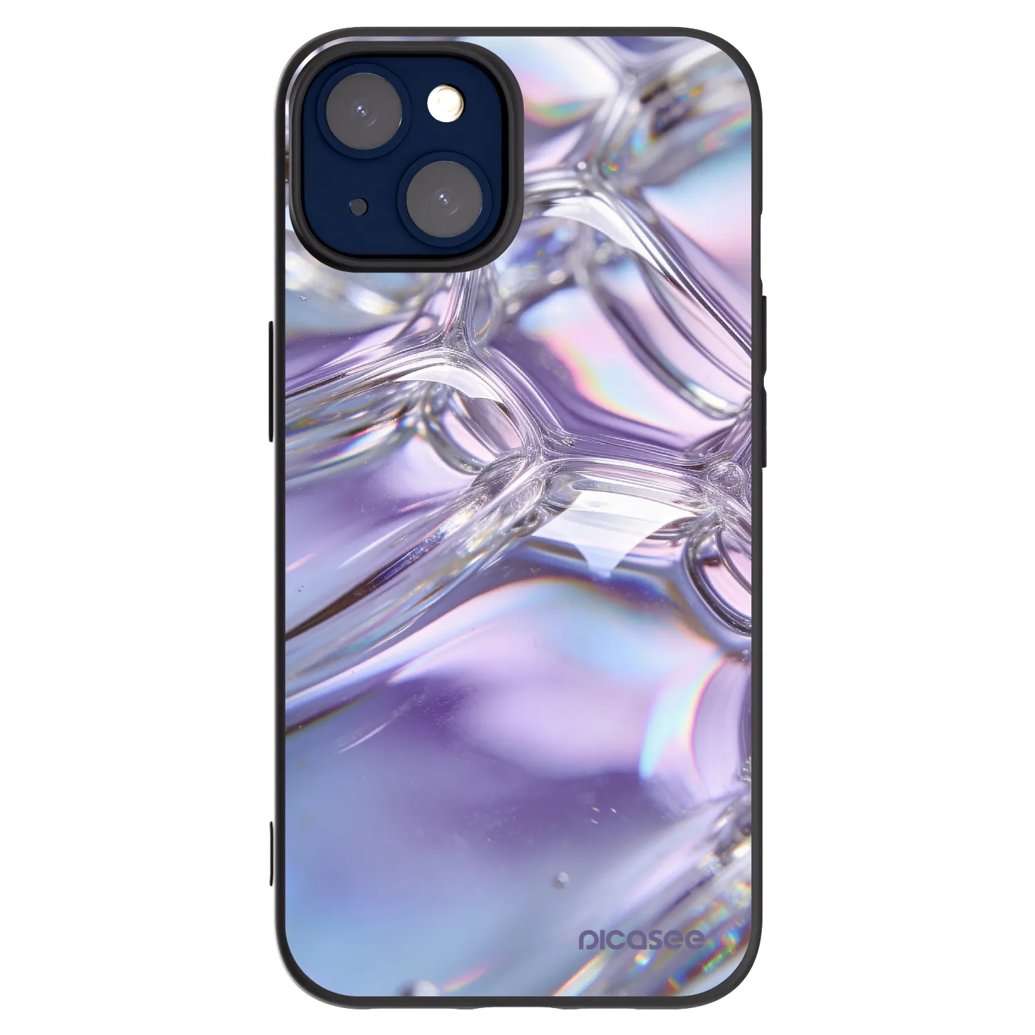 Picasee Μαύρη θήκη σιλικόνης για Apple iPhone 14 - Iridescent bubbles