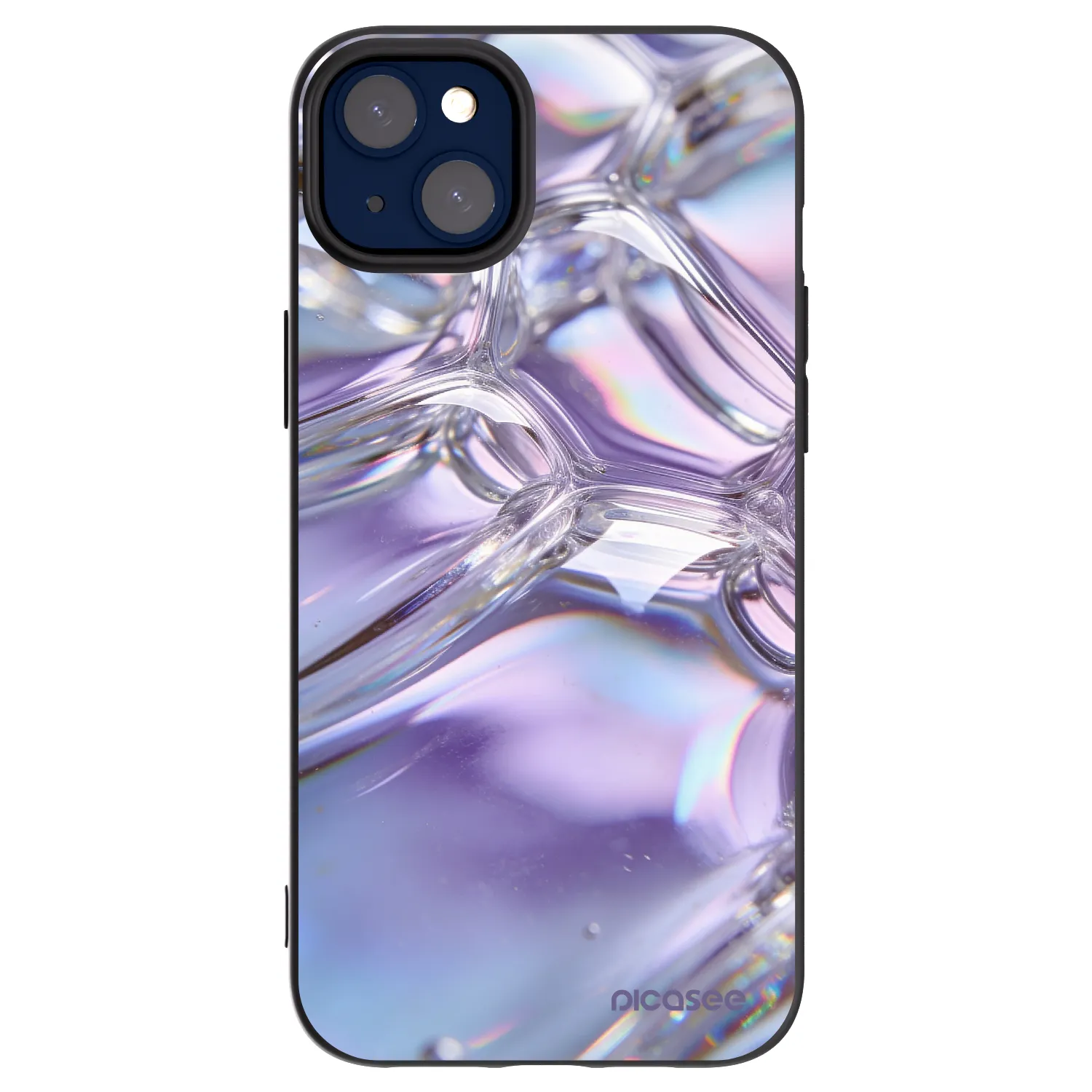 Picasee Μαύρη θήκη σιλικόνης για Apple iPhone 14 Plus - Iridescent bubbles