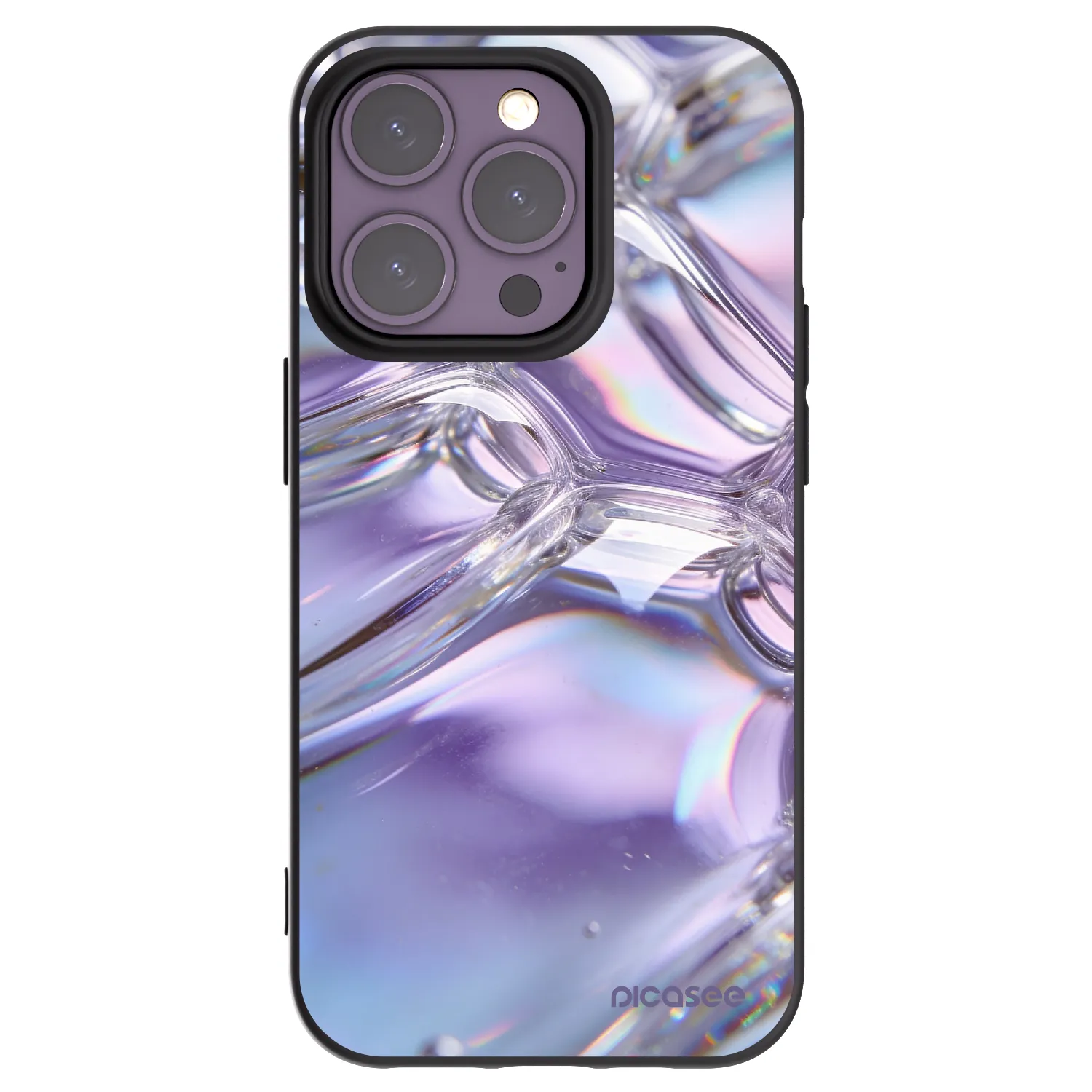 Picasee Μαύρη θήκη σιλικόνης για Apple iPhone 14 Pro - Iridescent bubbles