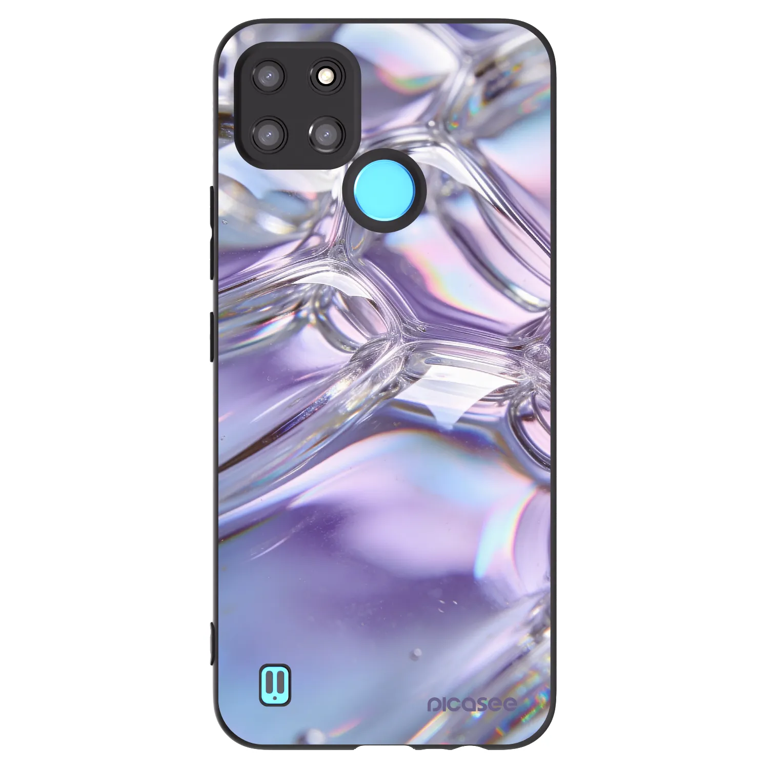 Picasee Μαύρη θήκη σιλικόνης για Realme C21Y - Iridescent bubbles