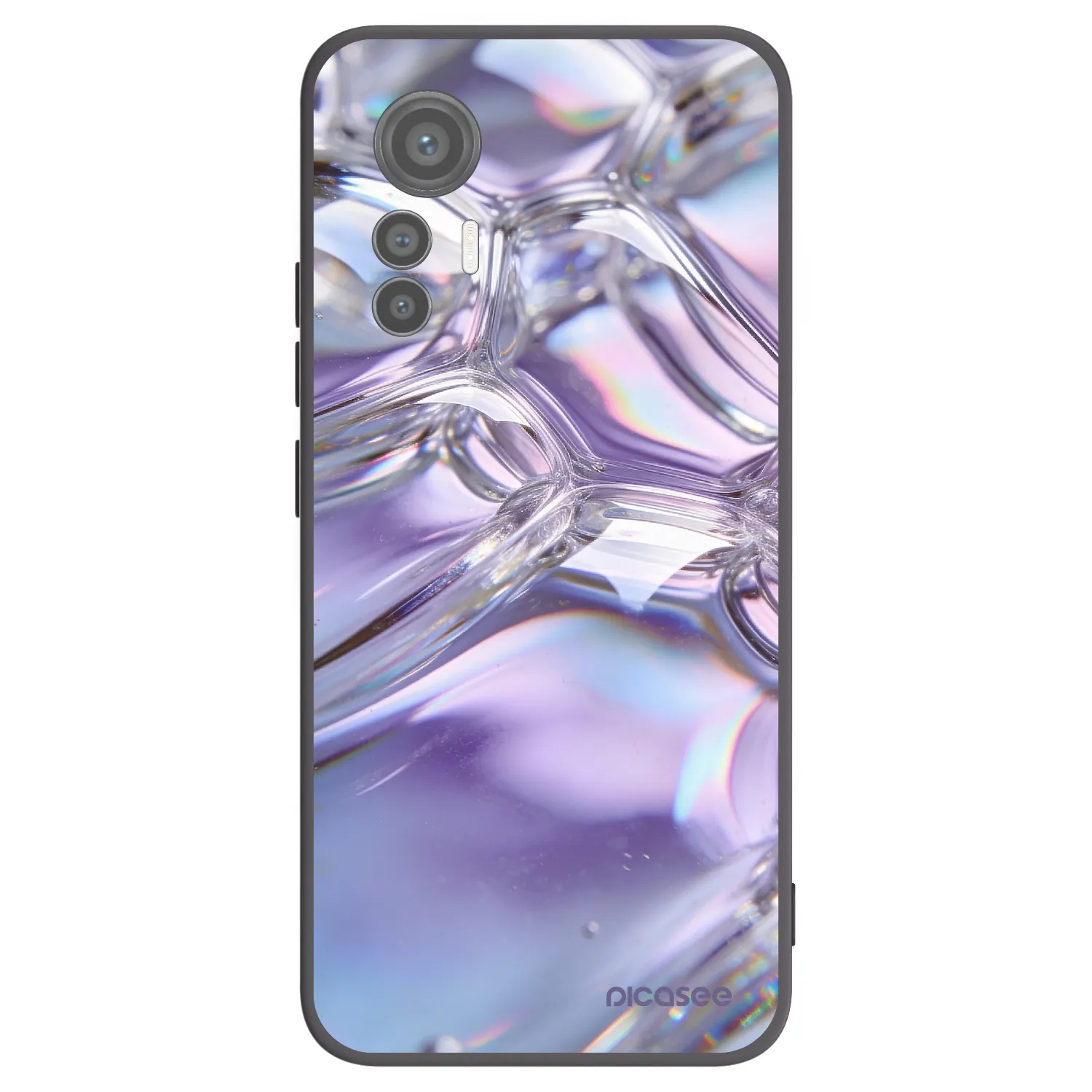 Picasee Μαύρη θήκη σιλικόνης για Xiaomi 12 Lite - Iridescent bubbles