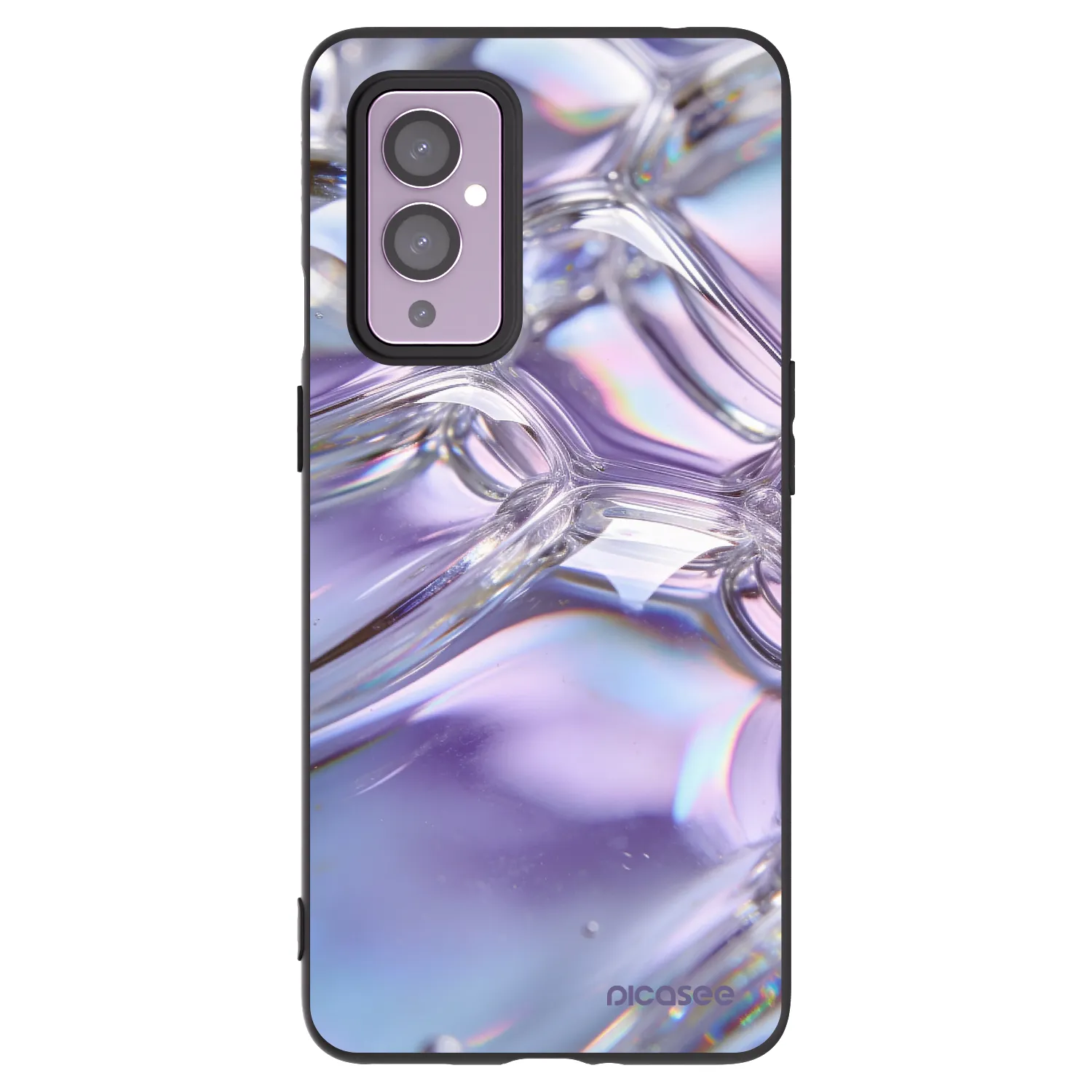 Picasee Μαύρη θήκη σιλικόνης για OnePlus 9 - Iridescent bubbles