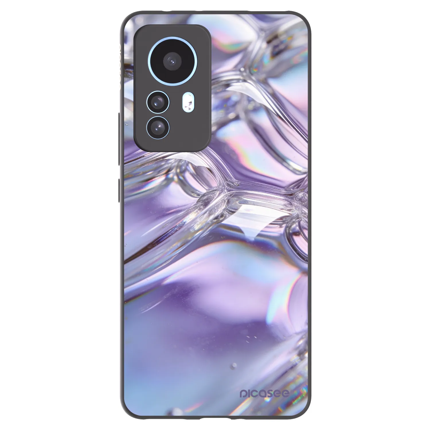 Picasee Μαύρη θήκη σιλικόνης για Xiaomi 12T - Iridescent bubbles
