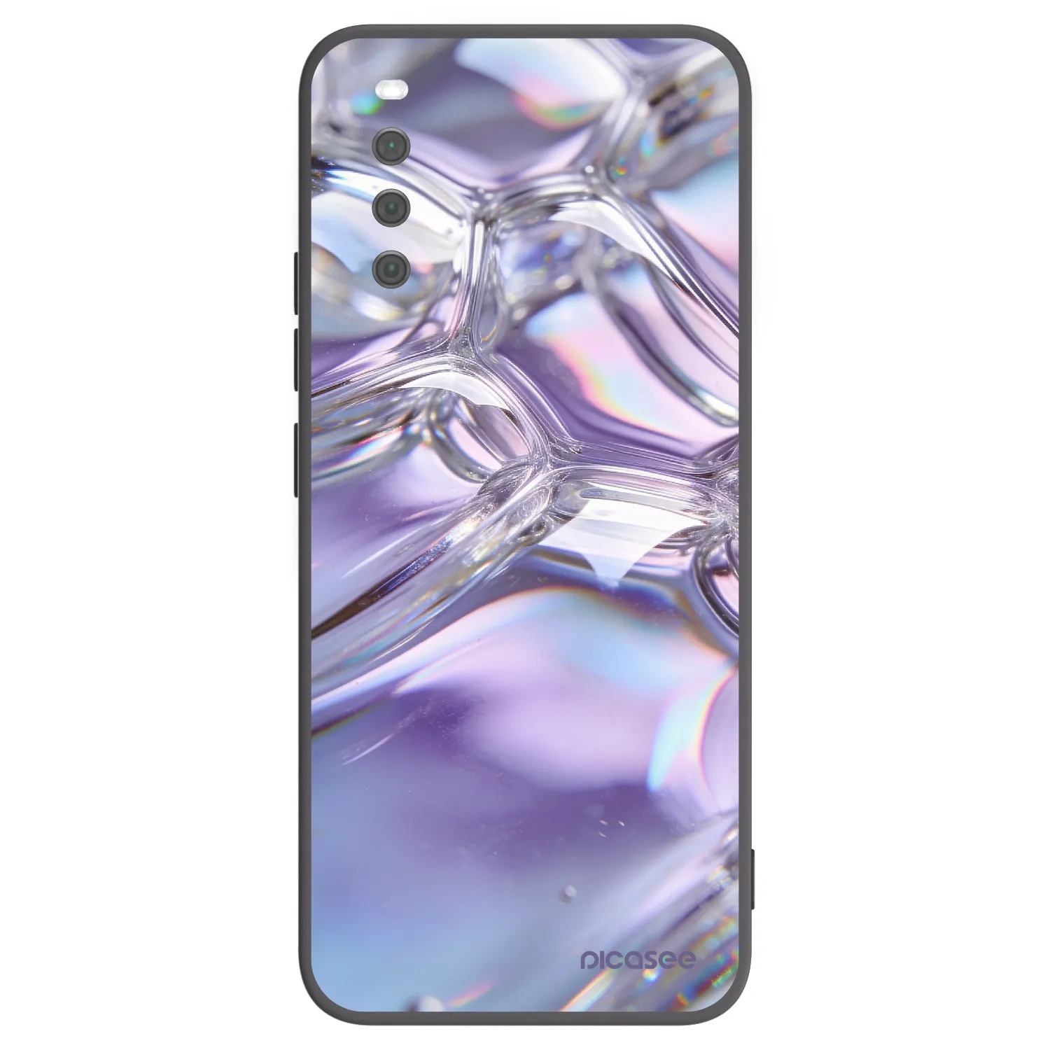 Picasee Μαύρη θήκη σιλικόνης για Sony Xperia 10 III - Iridescent bubbles