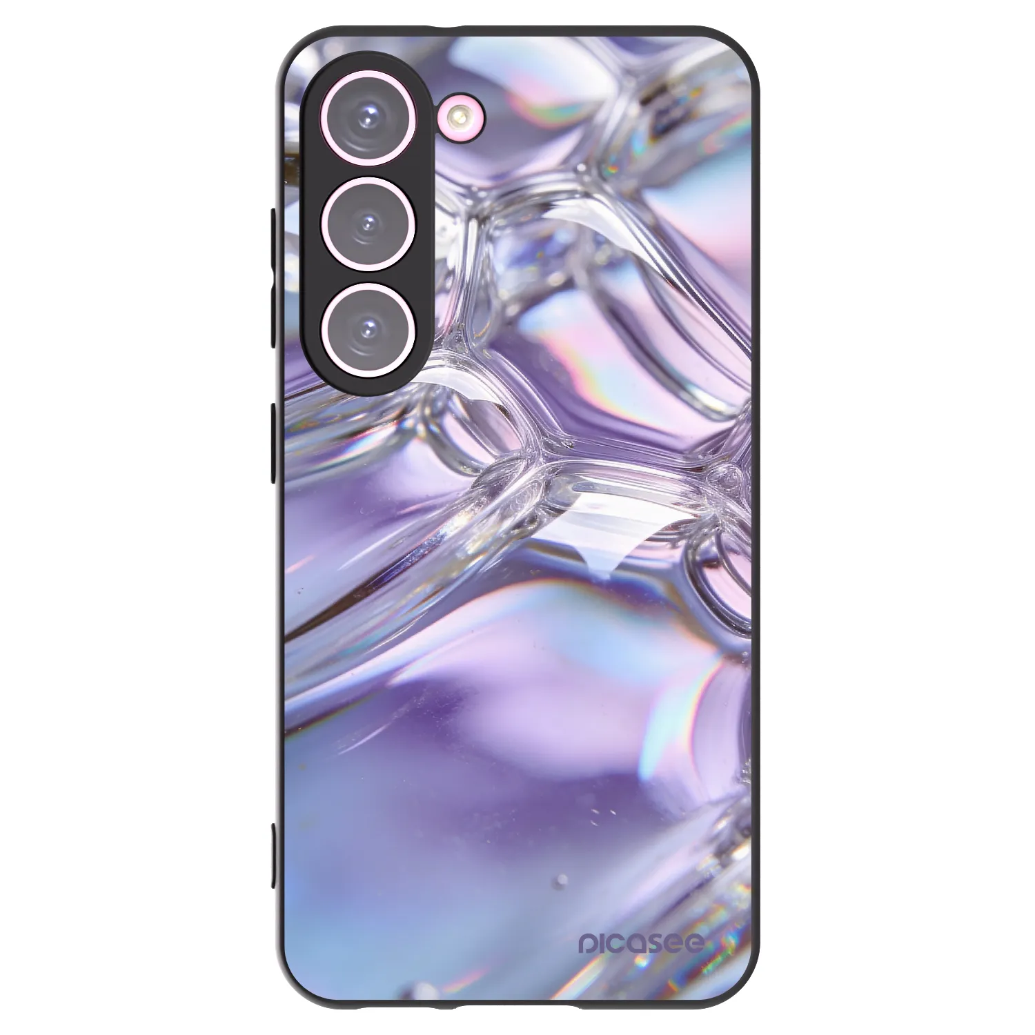 Picasee Μαύρη θήκη σιλικόνης για Samsung Galaxy S23 5G - Iridescent bubbles