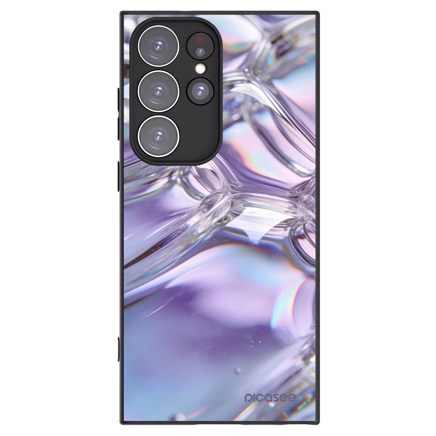 Picasee Μαύρη θήκη σιλικόνης για Samsung Galaxy S23 Ultra 5G - Iridescent bubbles