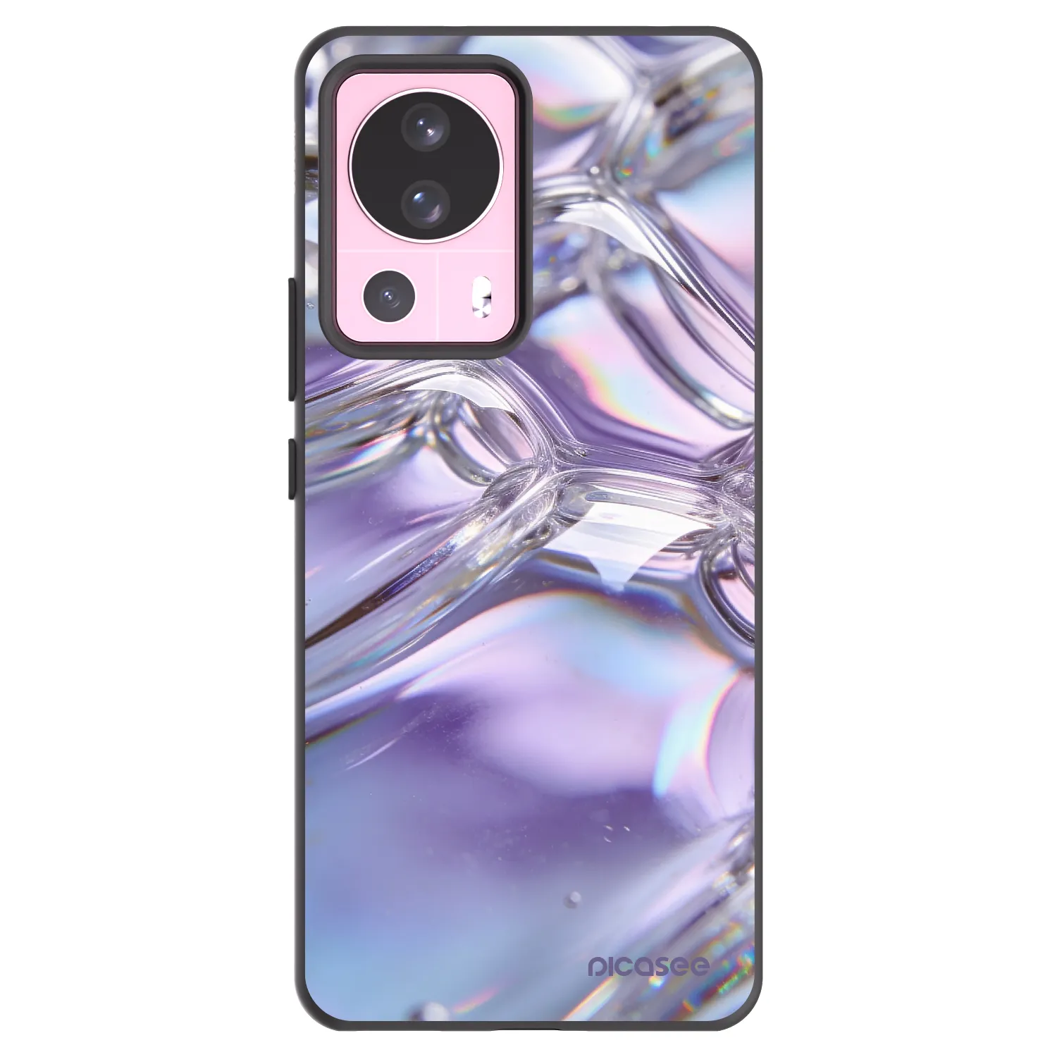 Picasee Μαύρη θήκη σιλικόνης για Xiaomi 13 Lite - Iridescent bubbles