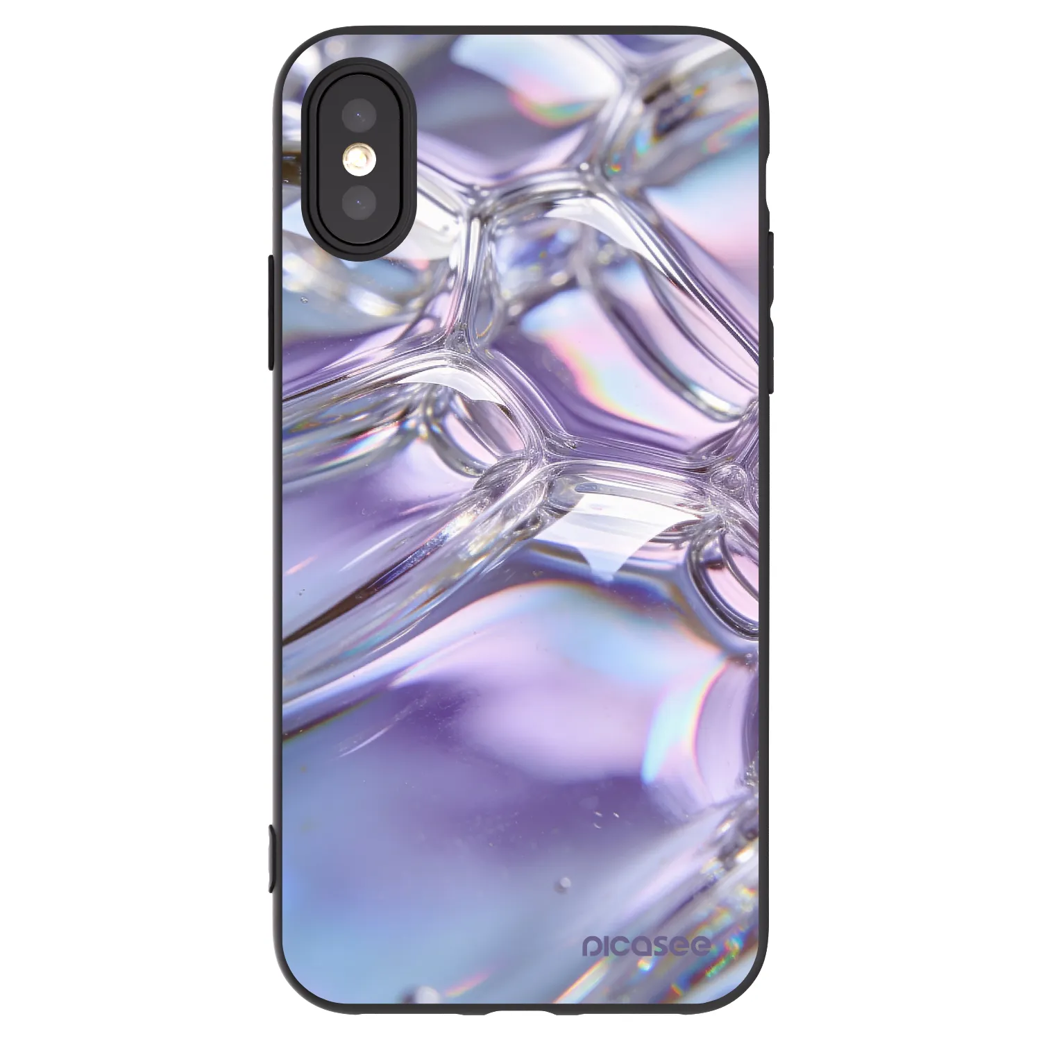 Picasee Μαύρη θήκη σιλικόνης για Apple iPhone X/XS - Iridescent bubbles