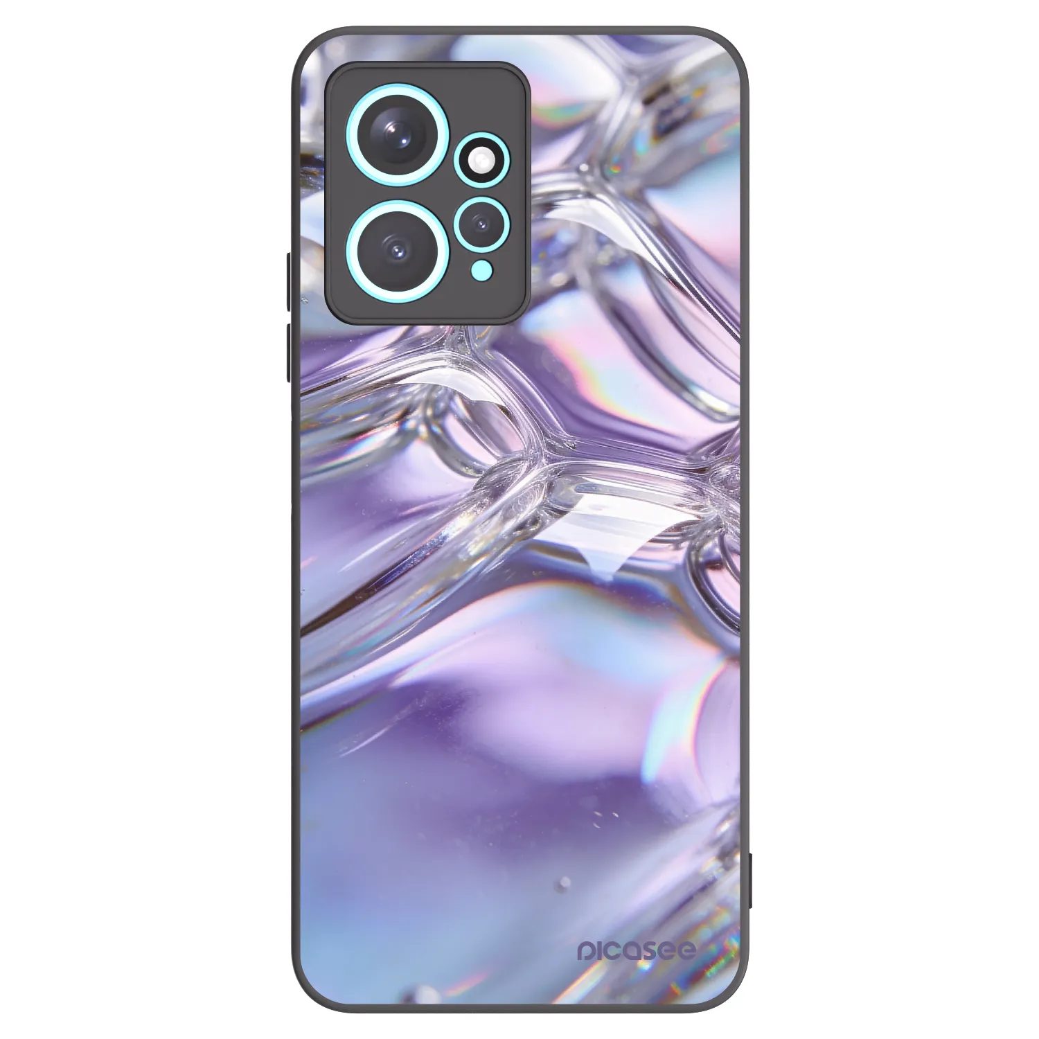 Picasee Μαύρη θήκη σιλικόνης για Xiaomi Redmi Note 12 4G - Iridescent bubbles