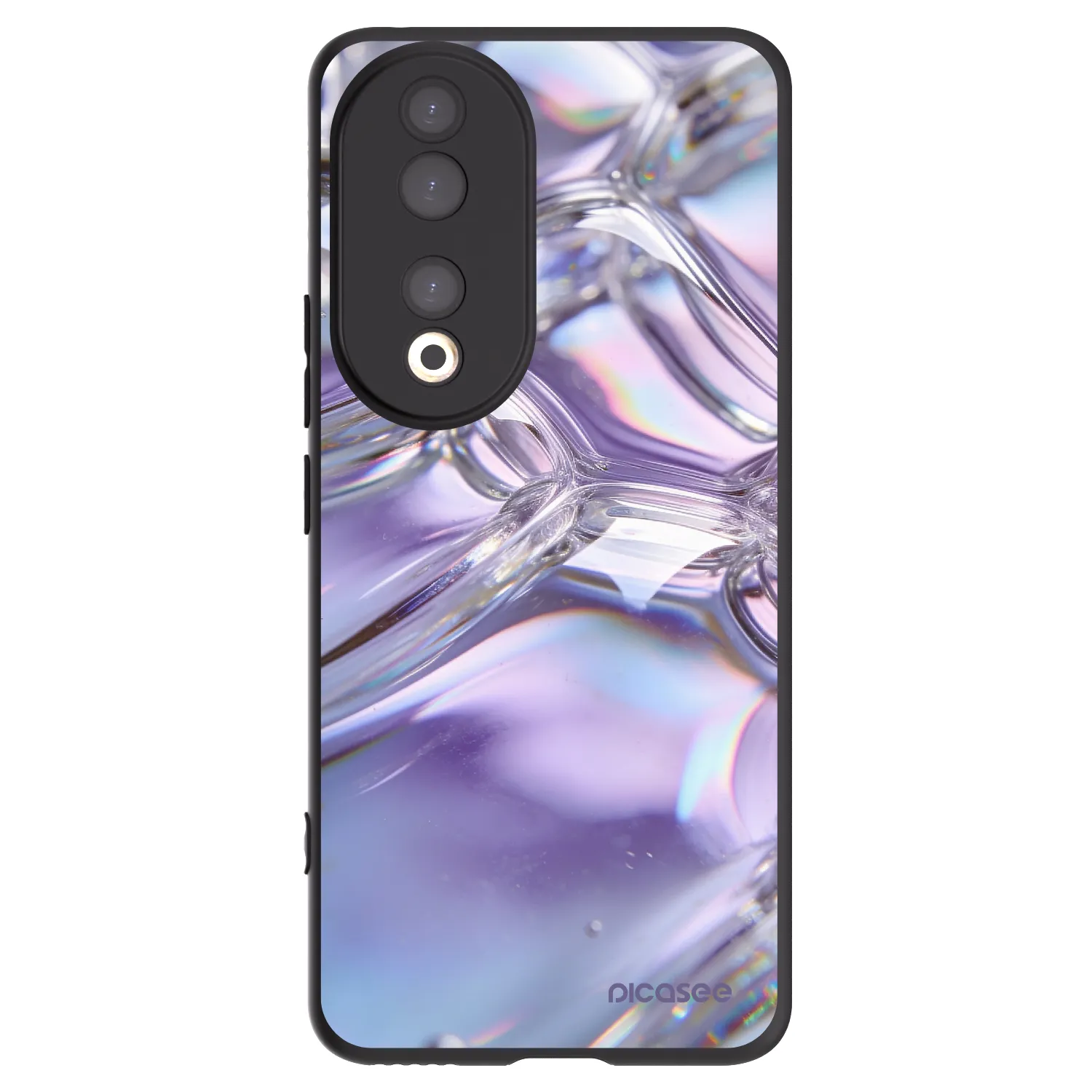 Picasee Μαύρη θήκη σιλικόνης για Honor 90 5G - Iridescent bubbles