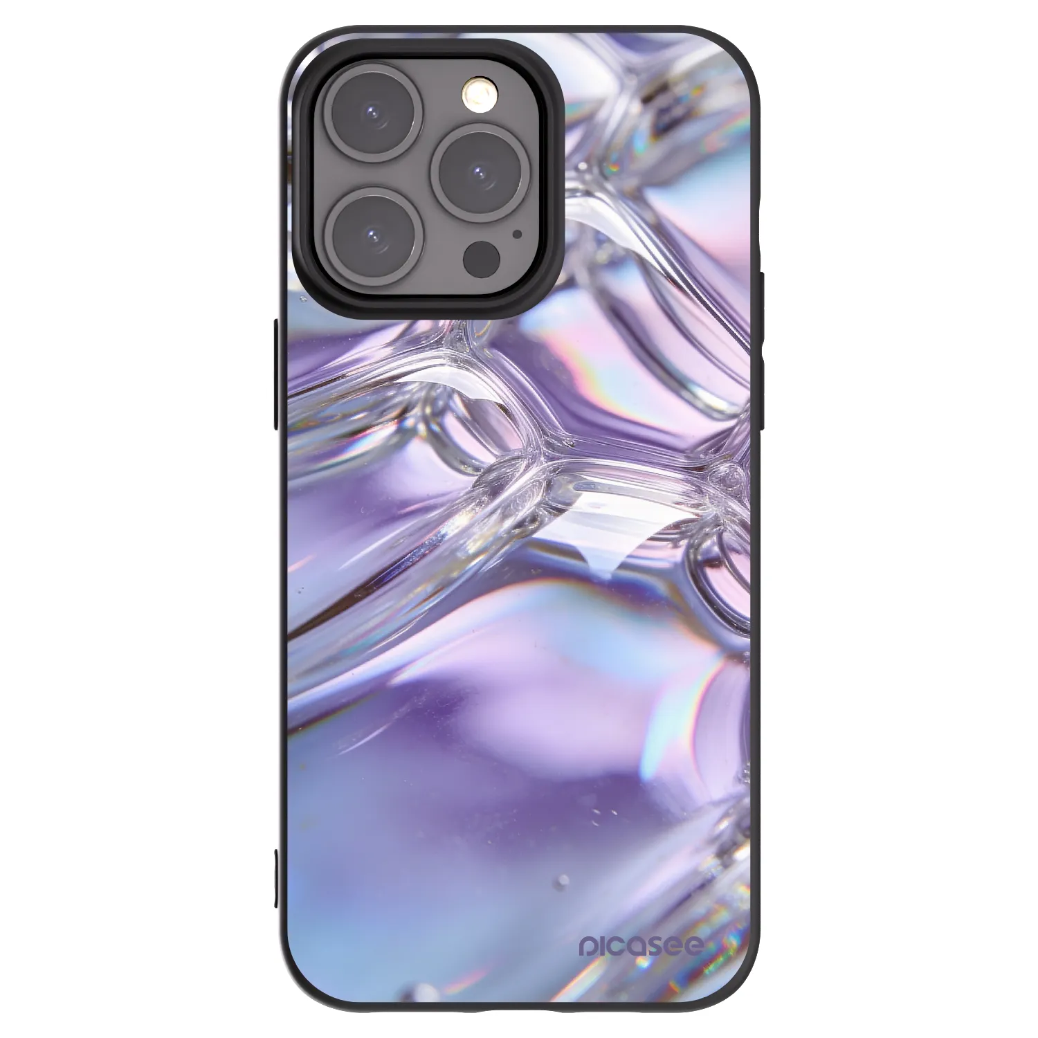Picasee Μαύρη θήκη σιλικόνης για Apple iPhone 15 Pro Max - Iridescent bubbles