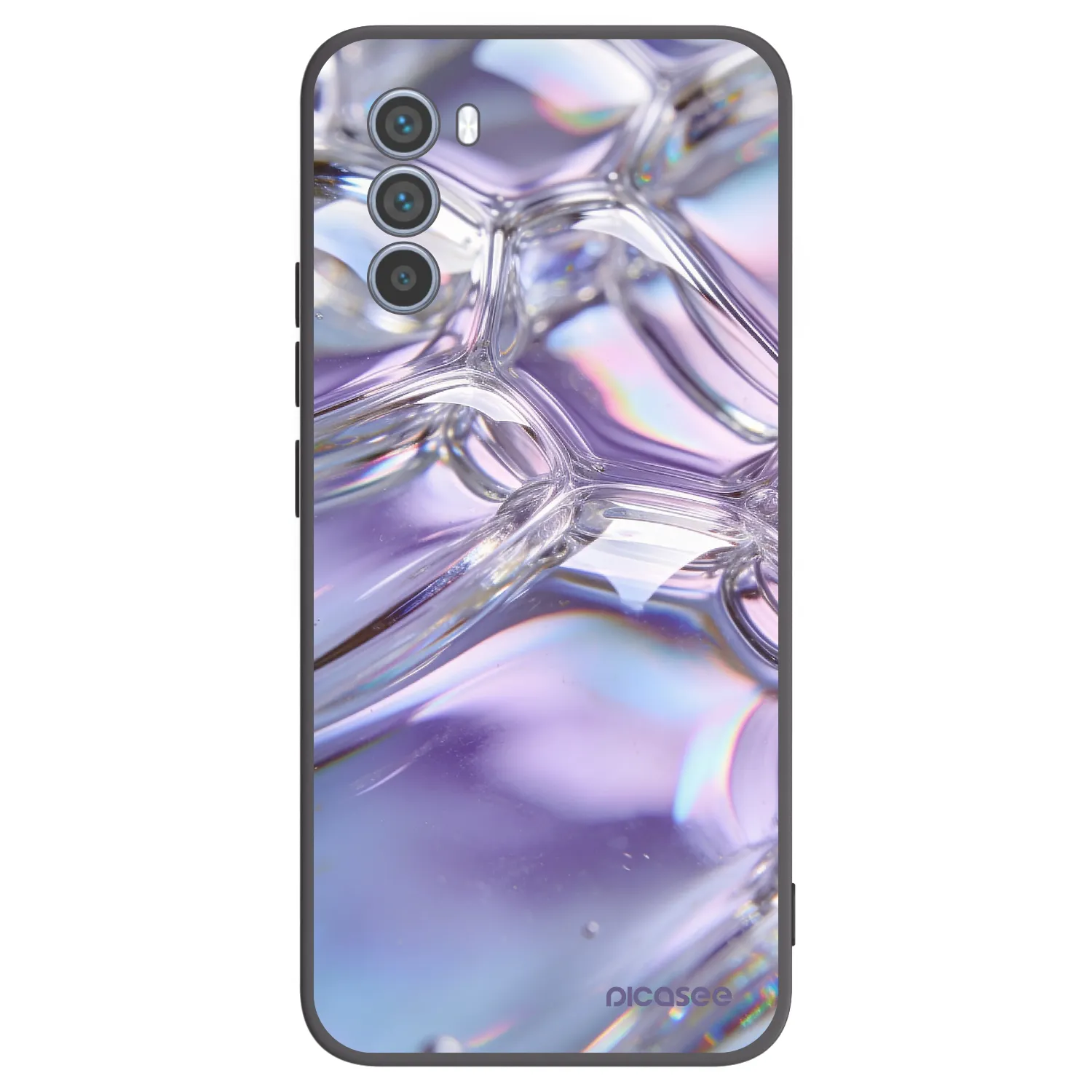 Picasee Μαύρη θήκη σιλικόνης για Motorola Moto G62 - Iridescent bubbles