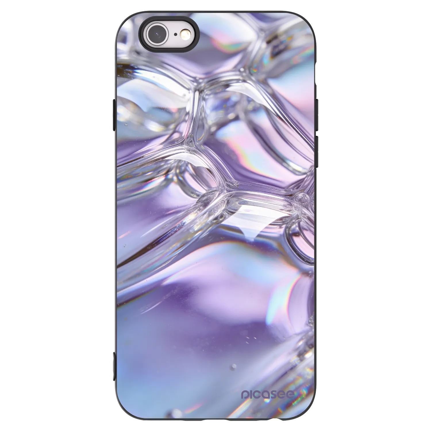 Picasee Μαύρη θήκη σιλικόνης για Apple iPhone 6/6S - Iridescent bubbles