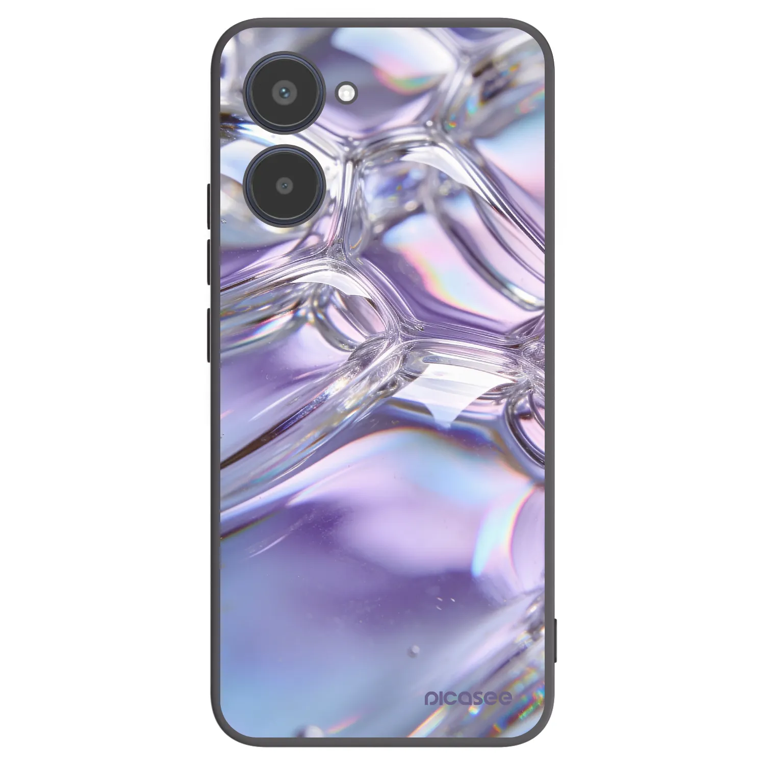 Picasee Μαύρη θήκη σιλικόνης για Realme 10 4G - Iridescent bubbles