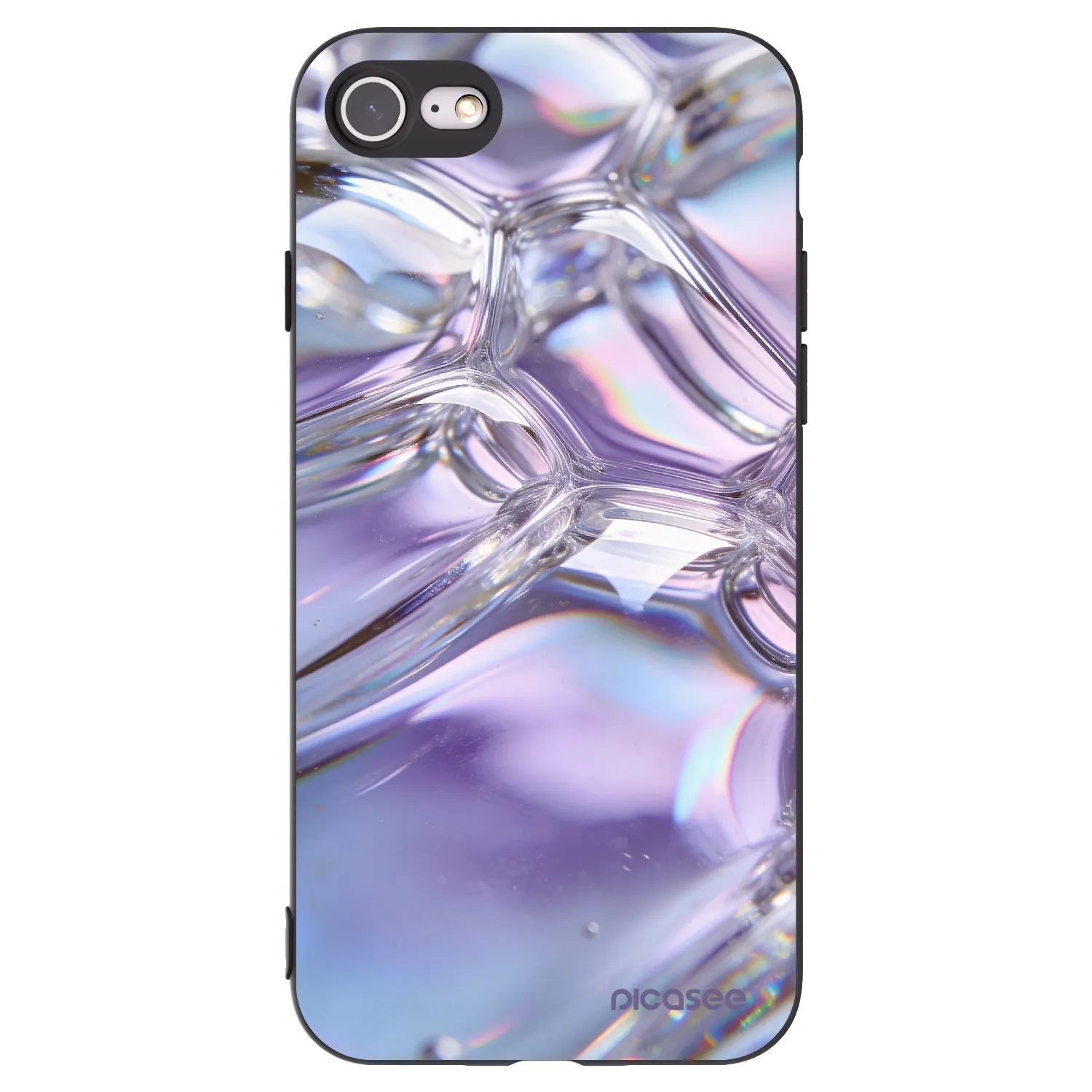 Picasee Μαύρη θήκη σιλικόνης για Apple iPhone 7 - Iridescent bubbles