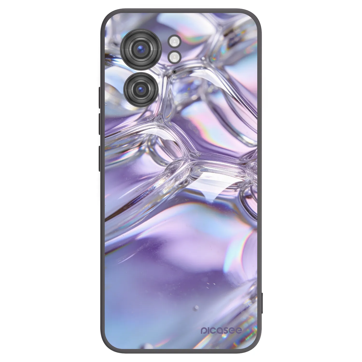 Picasee Μαύρη θήκη σιλικόνης για Motorola Edge 40 - Iridescent bubbles