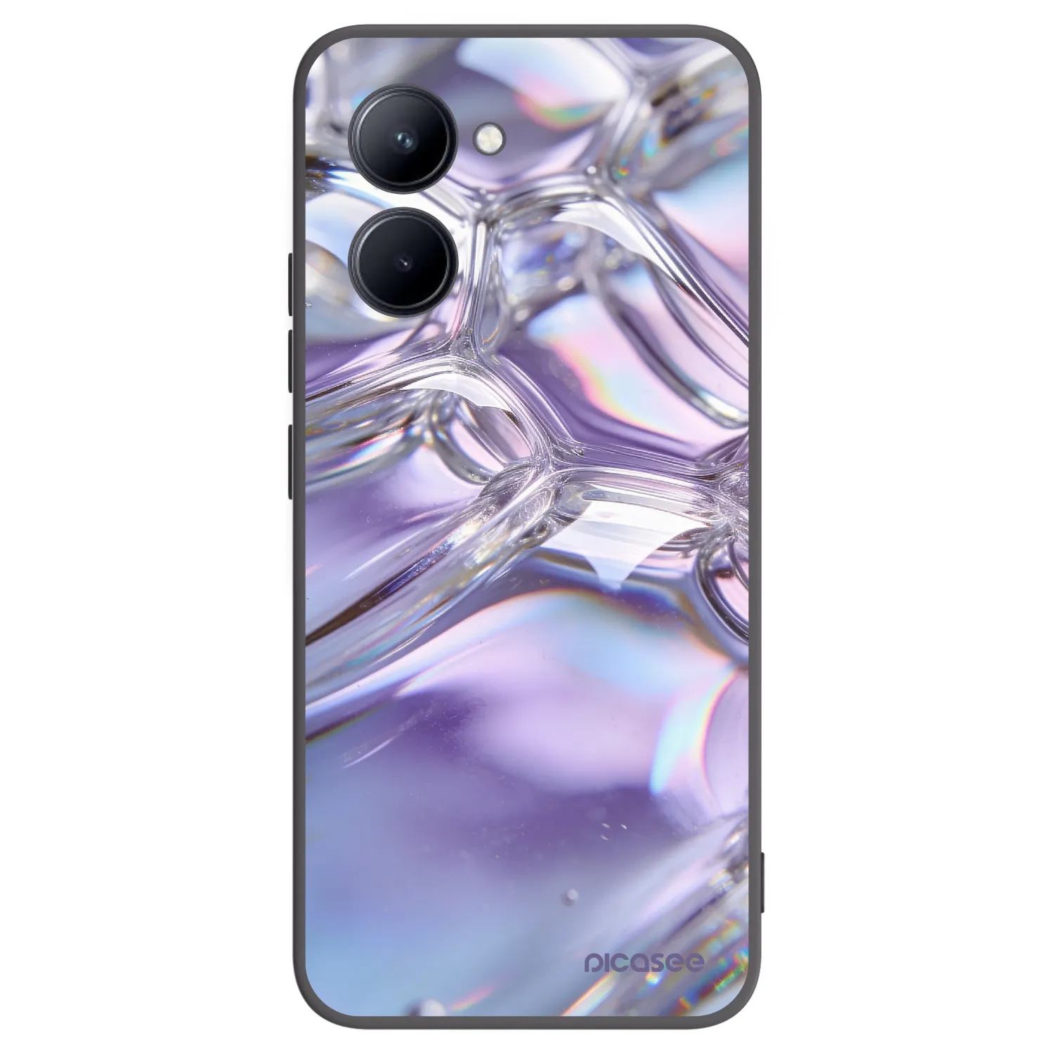 Picasee Μαύρη θήκη σιλικόνης για Realme C33 (2023) - Iridescent bubbles