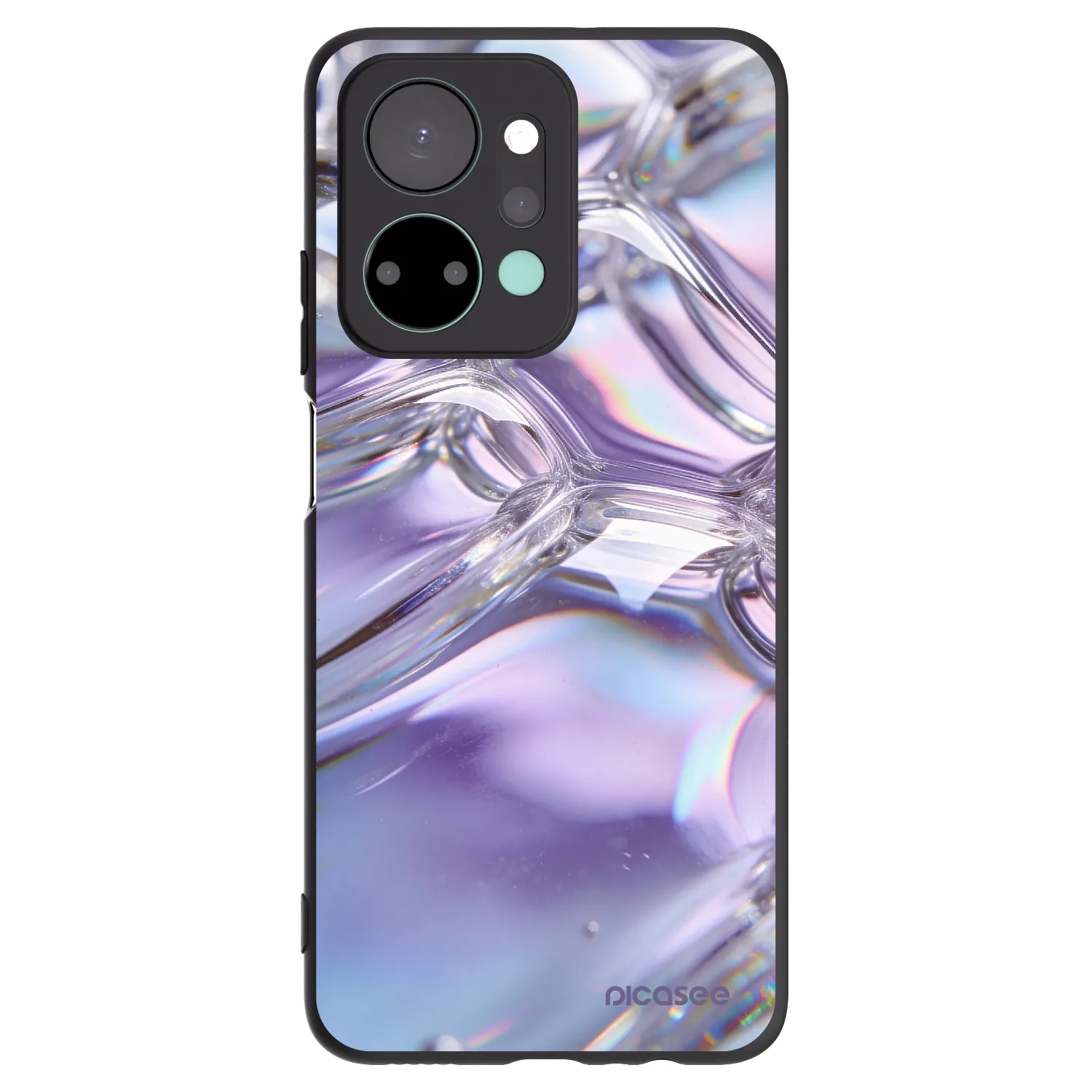 Picasee Μαύρη θήκη σιλικόνης για Honor X7a - Iridescent bubbles