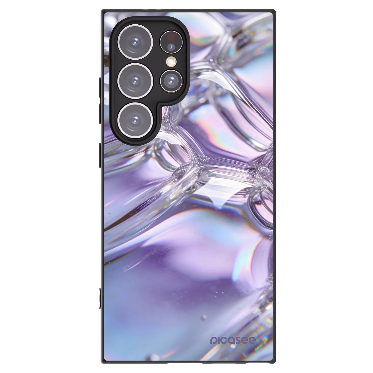 Picasee Μαύρη θήκη σιλικόνης για Samsung Galaxy S24 Ultra S928B 5G - Iridescent bubbles