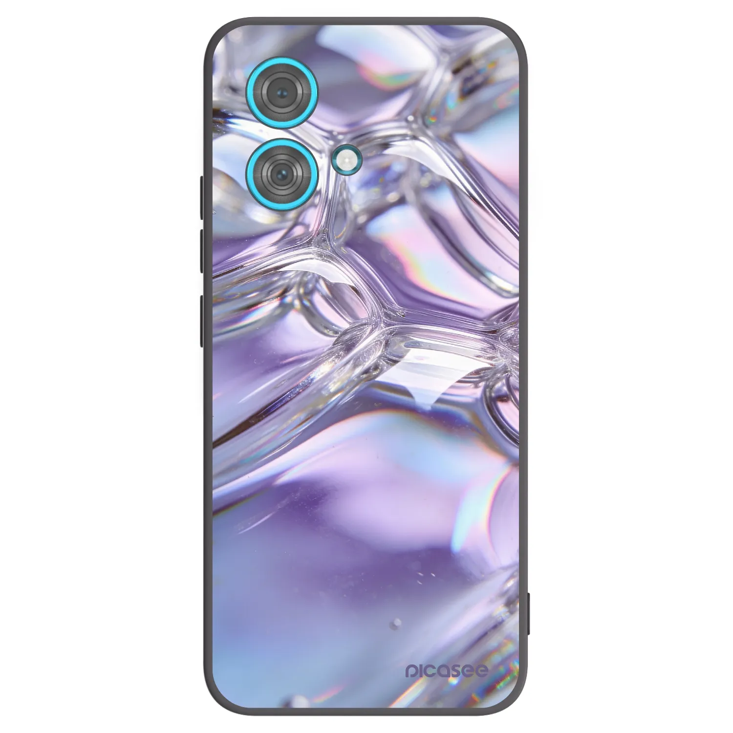 Picasee Μαύρη θήκη σιλικόνης για Motorola Edge 40 Neo - Iridescent bubbles