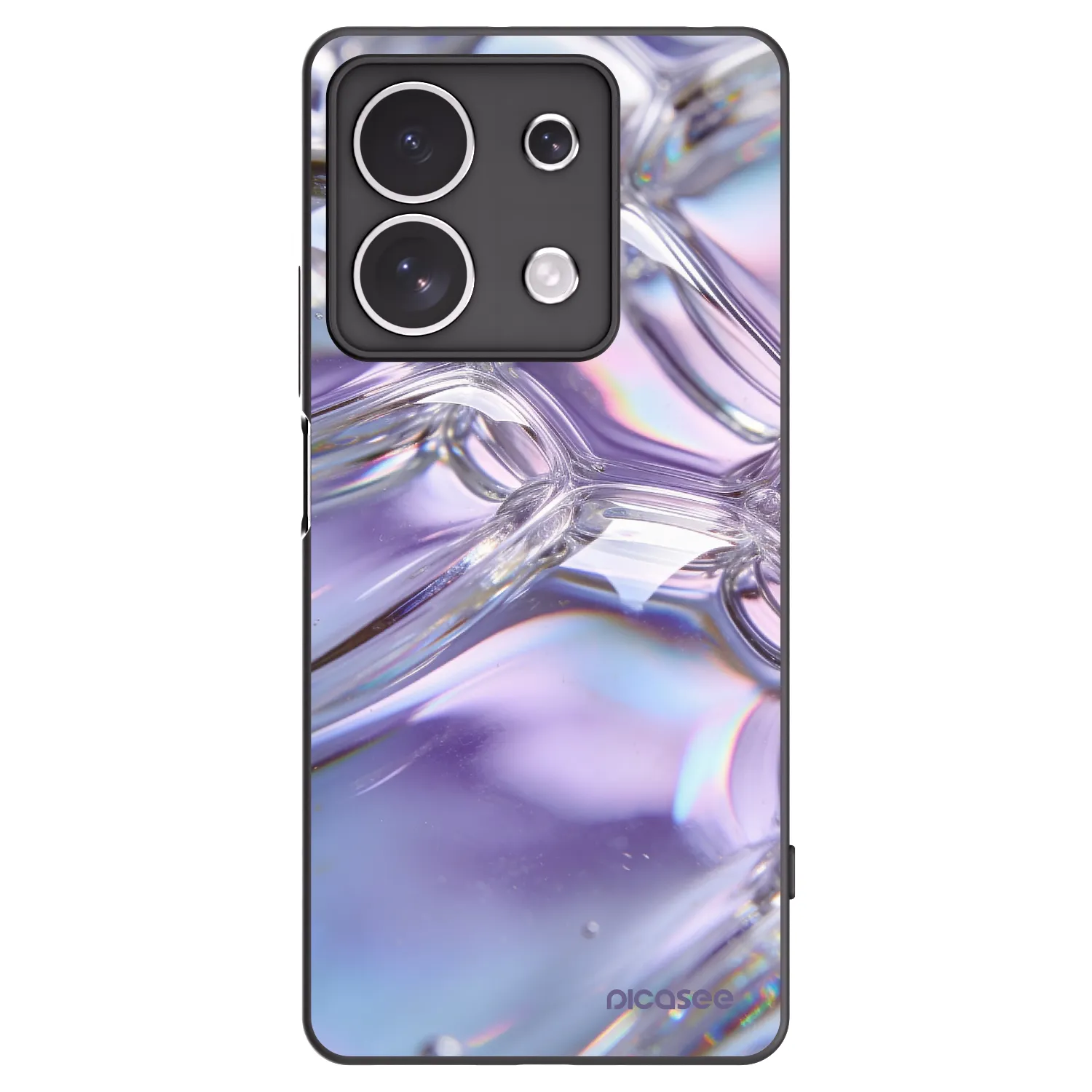 Picasee Μαύρη θήκη σιλικόνης για Xiaomi Redmi Note 13 4G - Iridescent bubbles