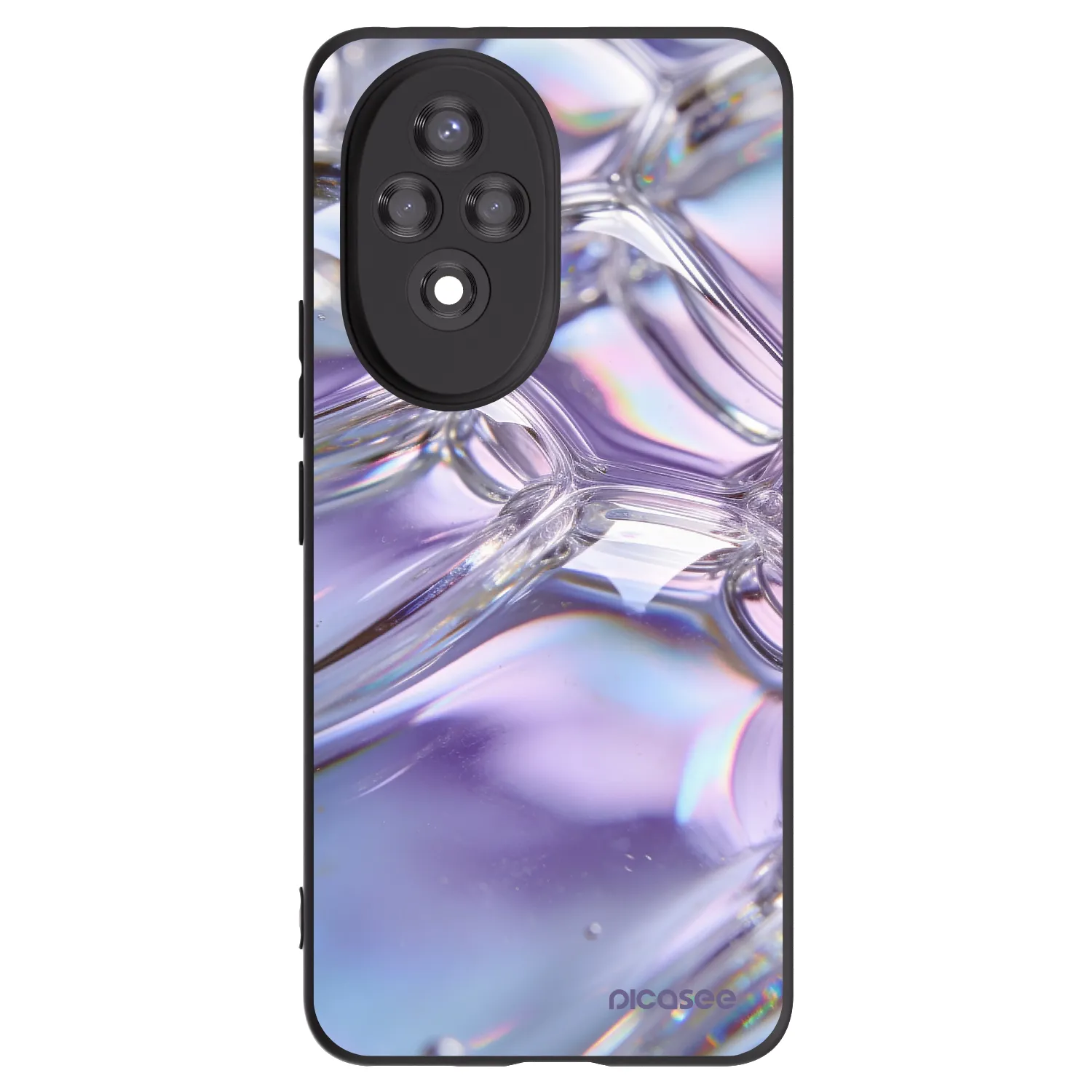 Picasee Μαύρη θήκη σιλικόνης για Honor 200 5G - Iridescent bubbles