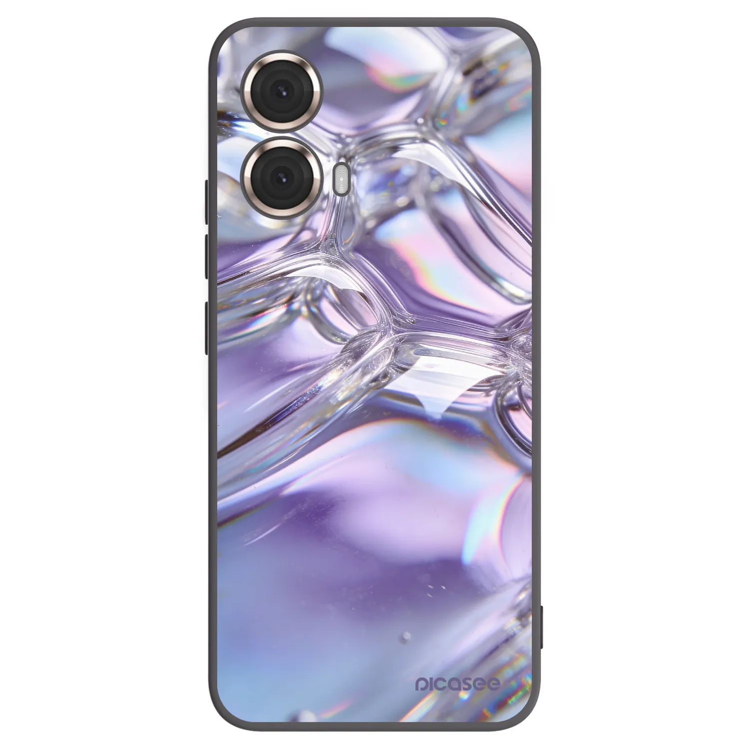 Picasee Μαύρη θήκη σιλικόνης για Motorola Moto G85 - Iridescent bubbles